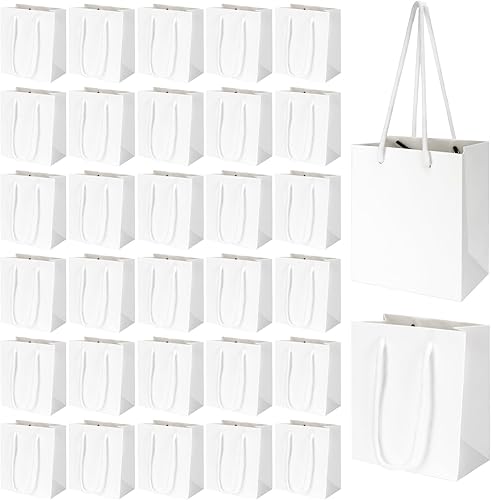 Rcybeo Paquete de 50 mini bolsas de regalo de 4 x 2.4 x 4.6 pulgadas, bolsas de papel de regalo extra pequeñas con asas para recuerdos de fiesta,