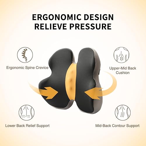 Miniatura 3 de ProtoArc ComfortX LC - Almohada de apoyo lumbar ergonómica para aliviar el dolor de espalda baja, almohada lumbar de espuma viscoelástica con 2