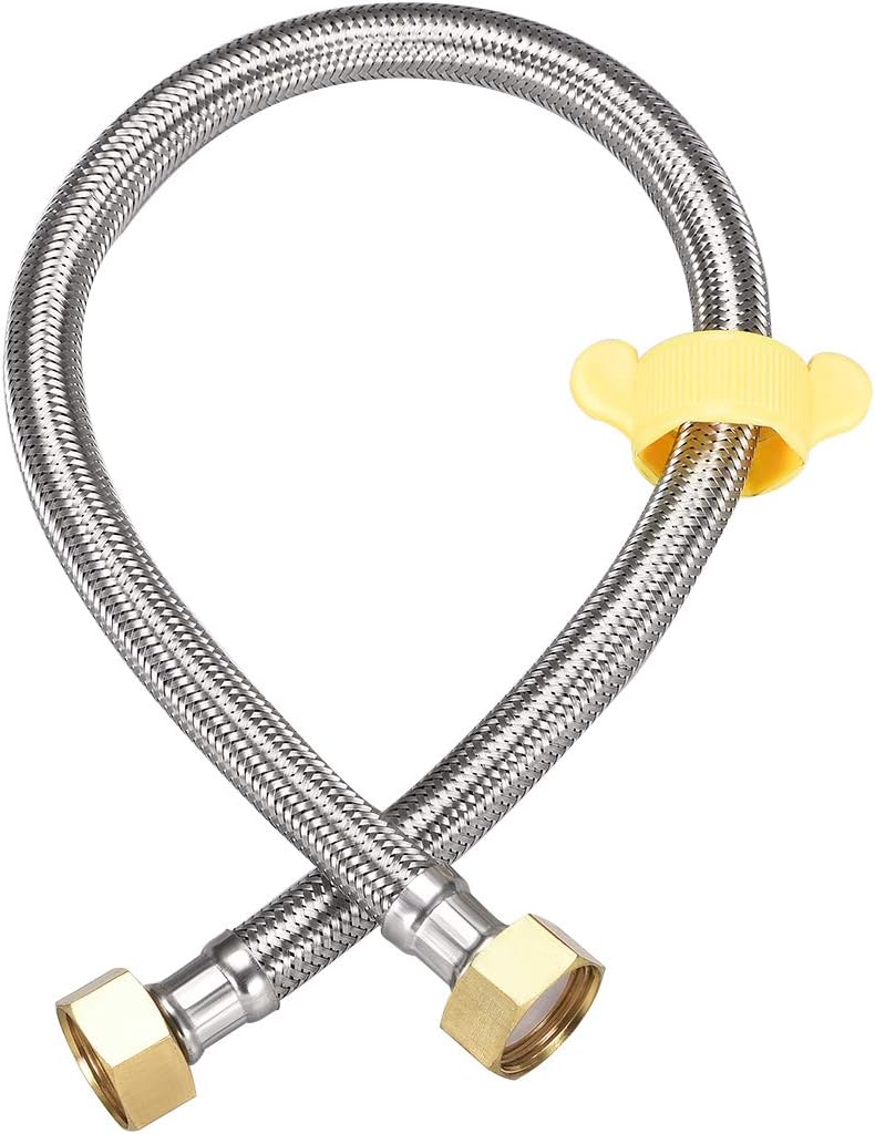uxcell Faucet Supply Line Connector G1/2 Female x G1/2 Female 24 Inch Length 304 Stainless Steel Hose Brass Nut