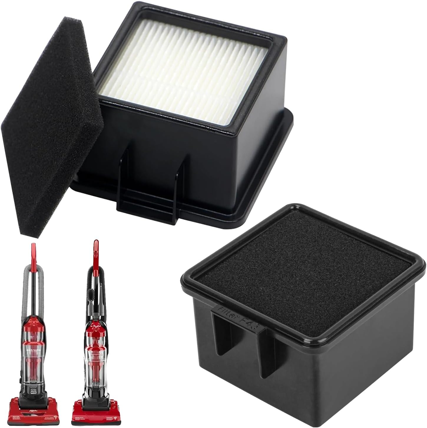 2-Pack F43 HEPA Filter and Foam Filters Replacement for Dirt Devil Easy Lite Cyclonic Quick Vac UD20005 and Extreme Cyclonic Quick Vac UD20010 Upright Vacuum