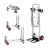 VEVOR Aluminum Folding Hand Truck, 2 in 1 Design 400 lbs Capacity, Heavy Duty Industrial Collapsible cart, Dolly Cart with Rubber Wheels for Transport and Moving in Warehouse, Supermarket, Garden