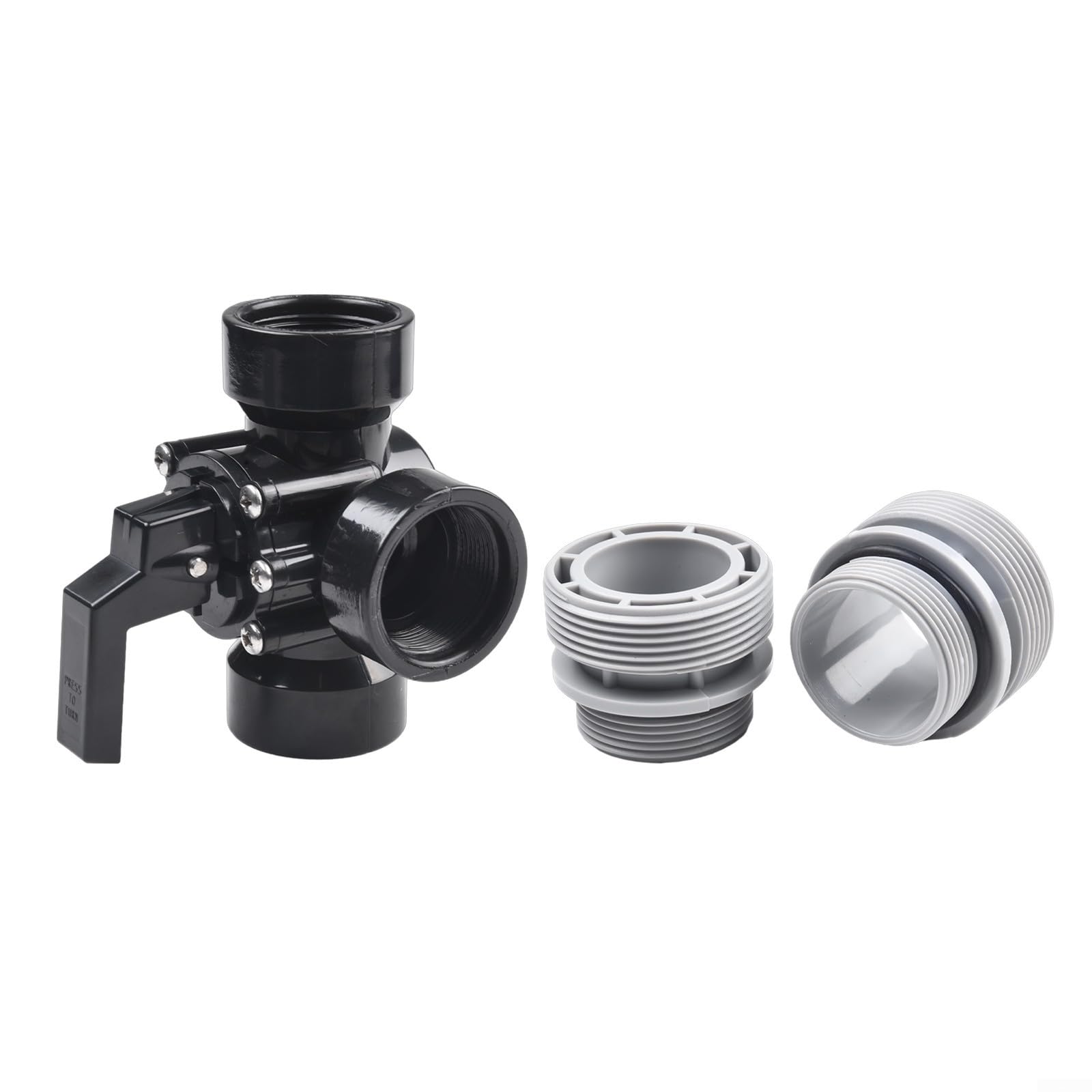 Valvola a 3 Vie per Pompa Piscina 4517 Spa - Raccordo Tubo ABS Nero 1.5 Pollici con Filettatura Maschio per femmina per Manutenzione Acqua