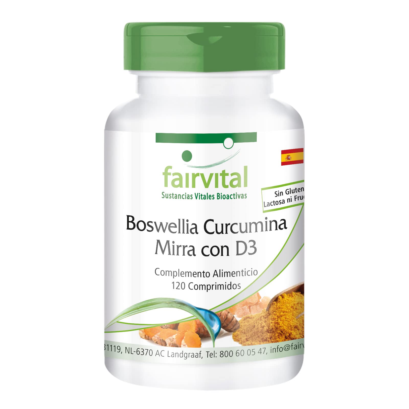 fairvital Incienso, cúrcuma, mirra + vitamina D3, 120 comprimidos, ALTA DOSIS