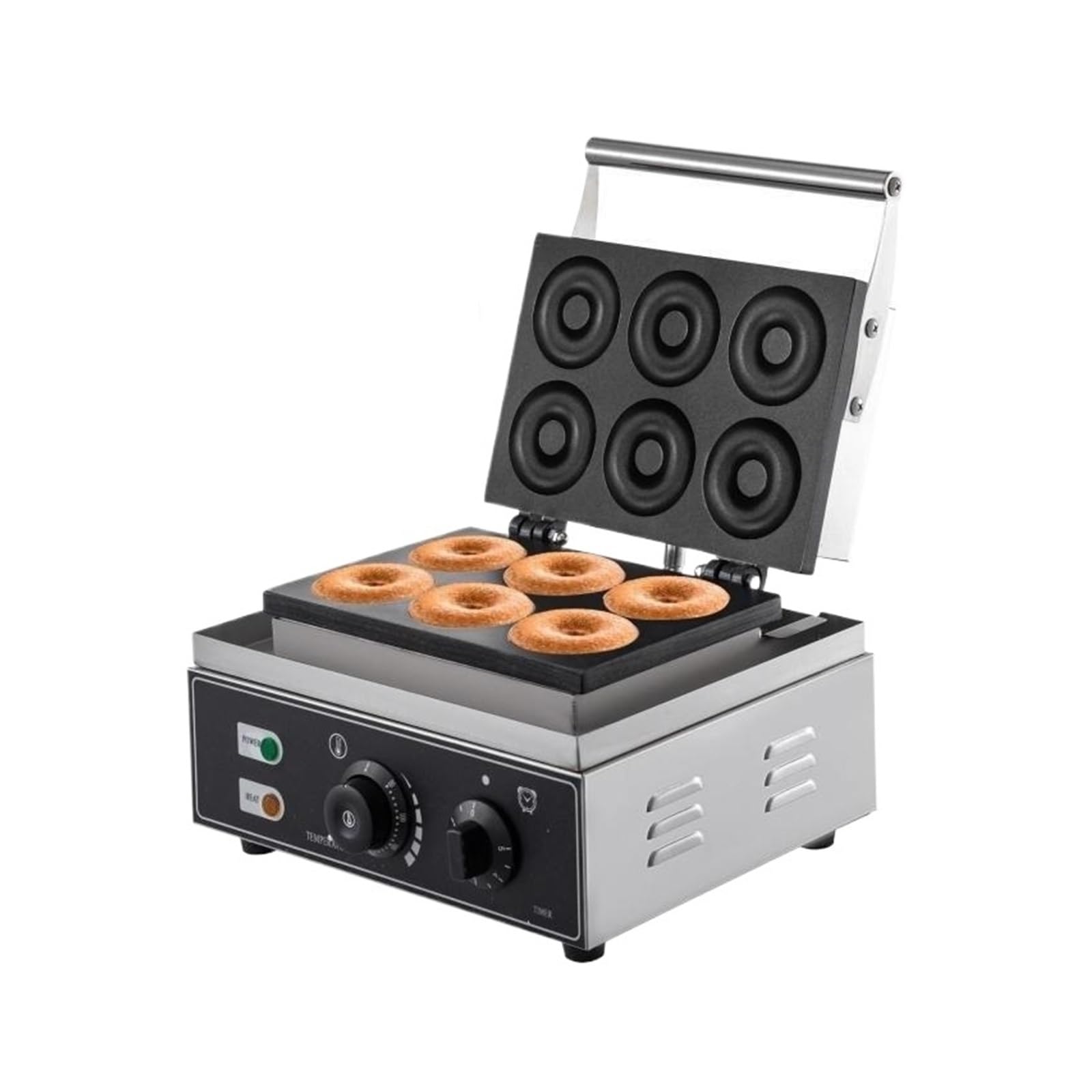 Elektryczna Maszyna Do Robienia Pączków Ze Stali Nierdzewnej Z 6 Otworami I Nieprzywierającą Powłoką, Użytku Komercyjnego, Gofrów, Gaufriers Kitchen Appliance Jednolita Dystrybucja CiepłA