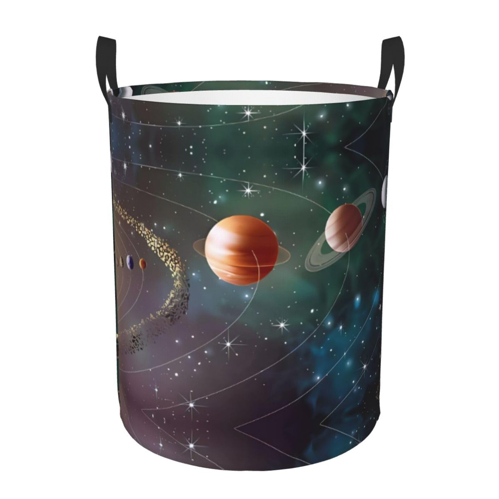 S Circular Hamper planet space solar system Print for Dirty Clothes