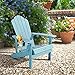Adirondack Chair with Cup Holder, SNAN Poly Lumber Weather Resistant Patio Chair for Home&Garden, Fade-Resistant and All-Weather Outdoor Chair with 2 Rear Strengthen slats 35L 29.5W 36.8H (Blue)