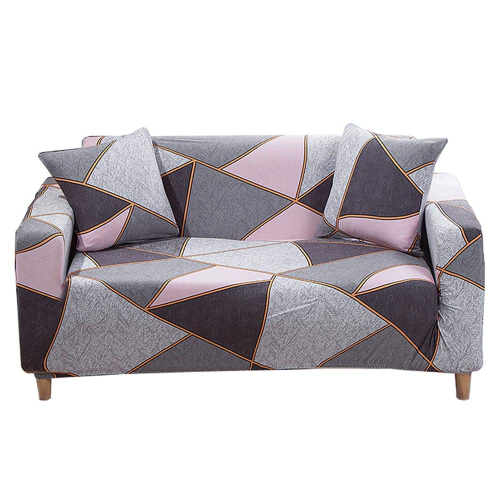 hoobuy printed sofa cover stretch couch covers sofa slipcovers for 2 cushion couch and loveseat with two free pillow case 15#(2 seater/loveseat)