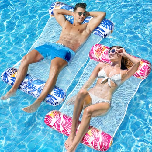 WEARXI Luftmatratze Pool XL 2 Stück Luftmatratze Wasser 4 in 1 Wasserhängematte Wasser Hängematte Pool Spielzeug Kinder Pool Zubehör Spaß Wasserspielzeug für Erwachsene
