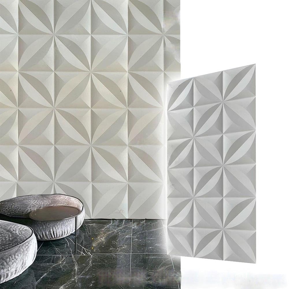 Pannelli Murali 3D in PU per Decorazioni D'interni, Piastrelle Murali 3D con Texture A Quadrifoglio Mattoni Profilati in PU Leggeri per Decorazioni D'interni Fai da Te(Bianco,16PCS)