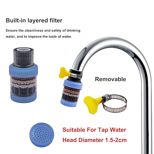 Miniatura 3 de Paquete de 3 filtros de montaje en grifo, purificador de filtración de grifo de cocina para cocina, filtro de agua para el hogar y baño con carbón