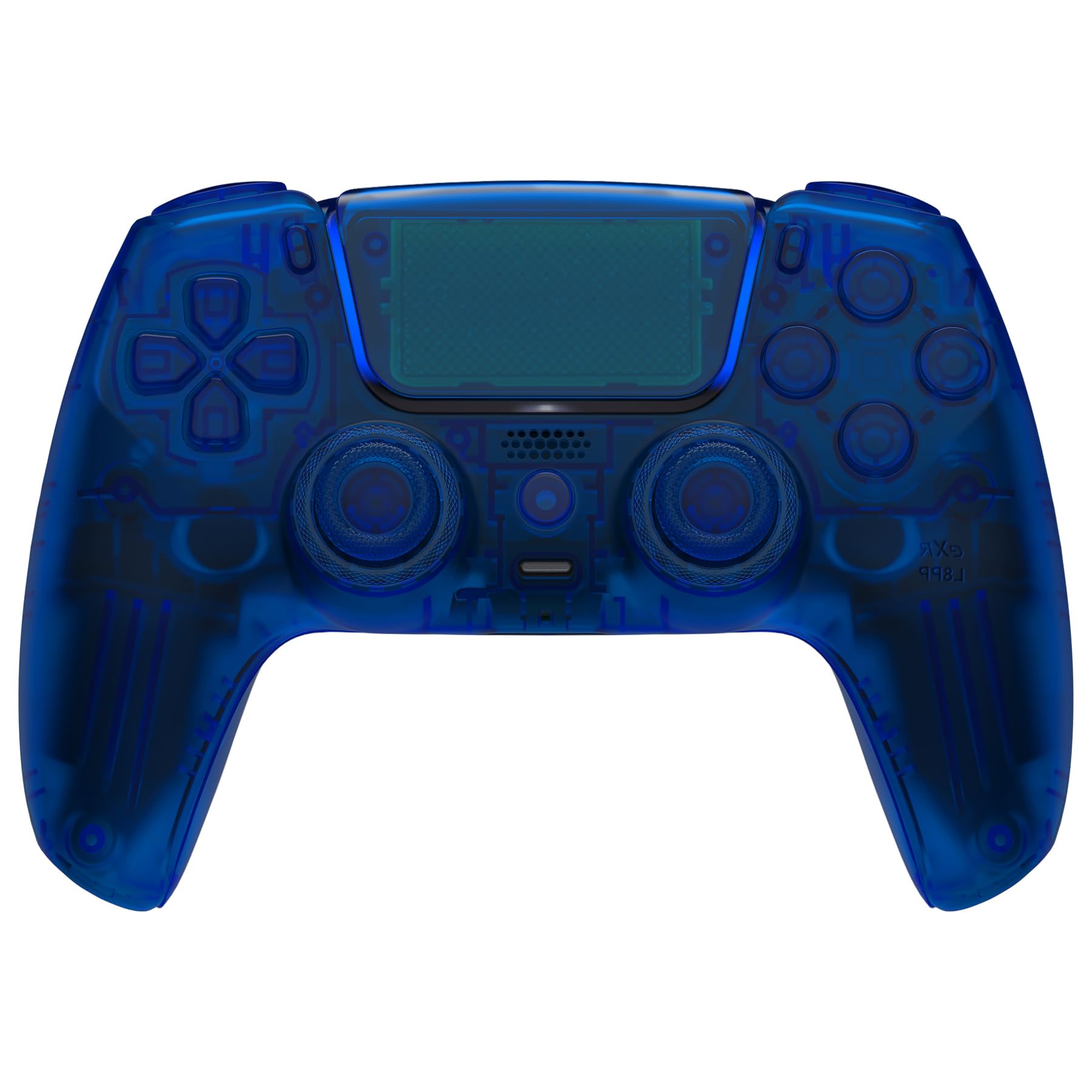 eXtremeRate Luna Cover Pulsanti Ricambio per ps5 Controller BDM-030/040/050/060,Custodia Scocca Shell Frontale Posteriore Ridisegnato&Tasti Kit Compatibile con ps5 Joystick-Trasparente Blu