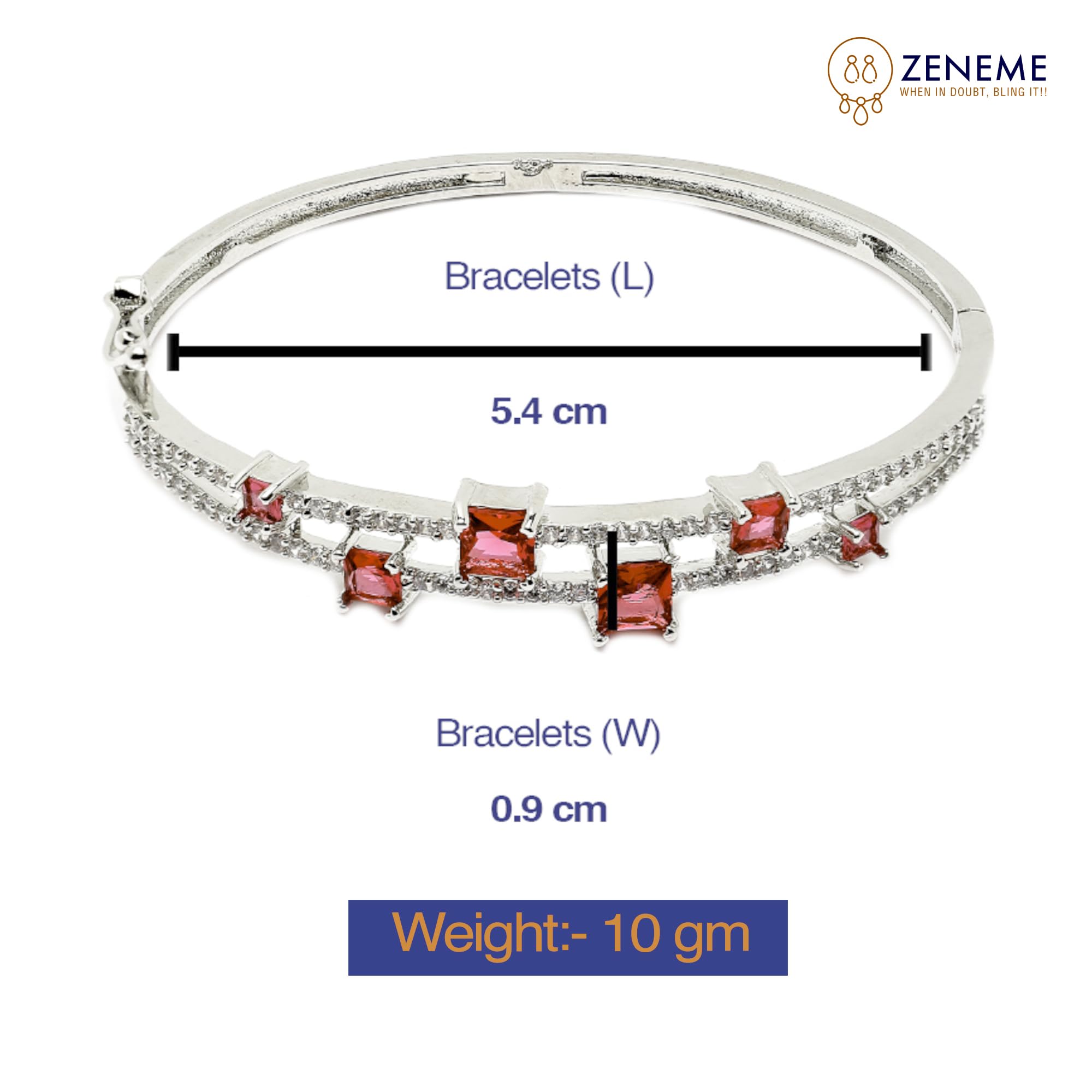 Rhodium-Plated American Diamond Studded Kada Bracelet