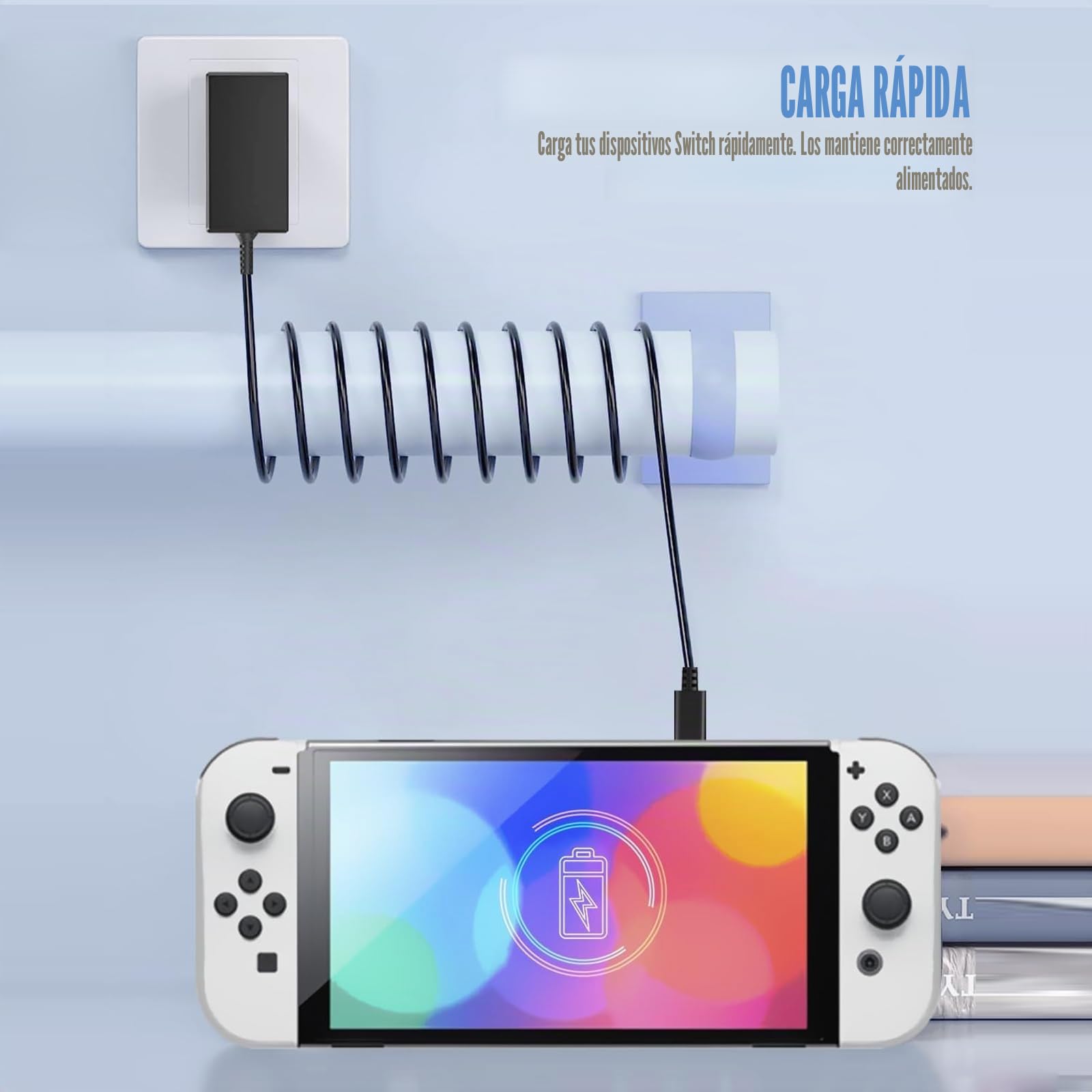 Cargador para Switch, 39W USB C Cargador Compatible con Switch Lite, OLED y Dock, Soporta Modo TV