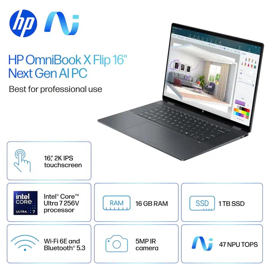 HP OmniBook X Flip 2-in-1 Laptop,2026 AI Computer, Intel Ultra 7 Processor - image 8