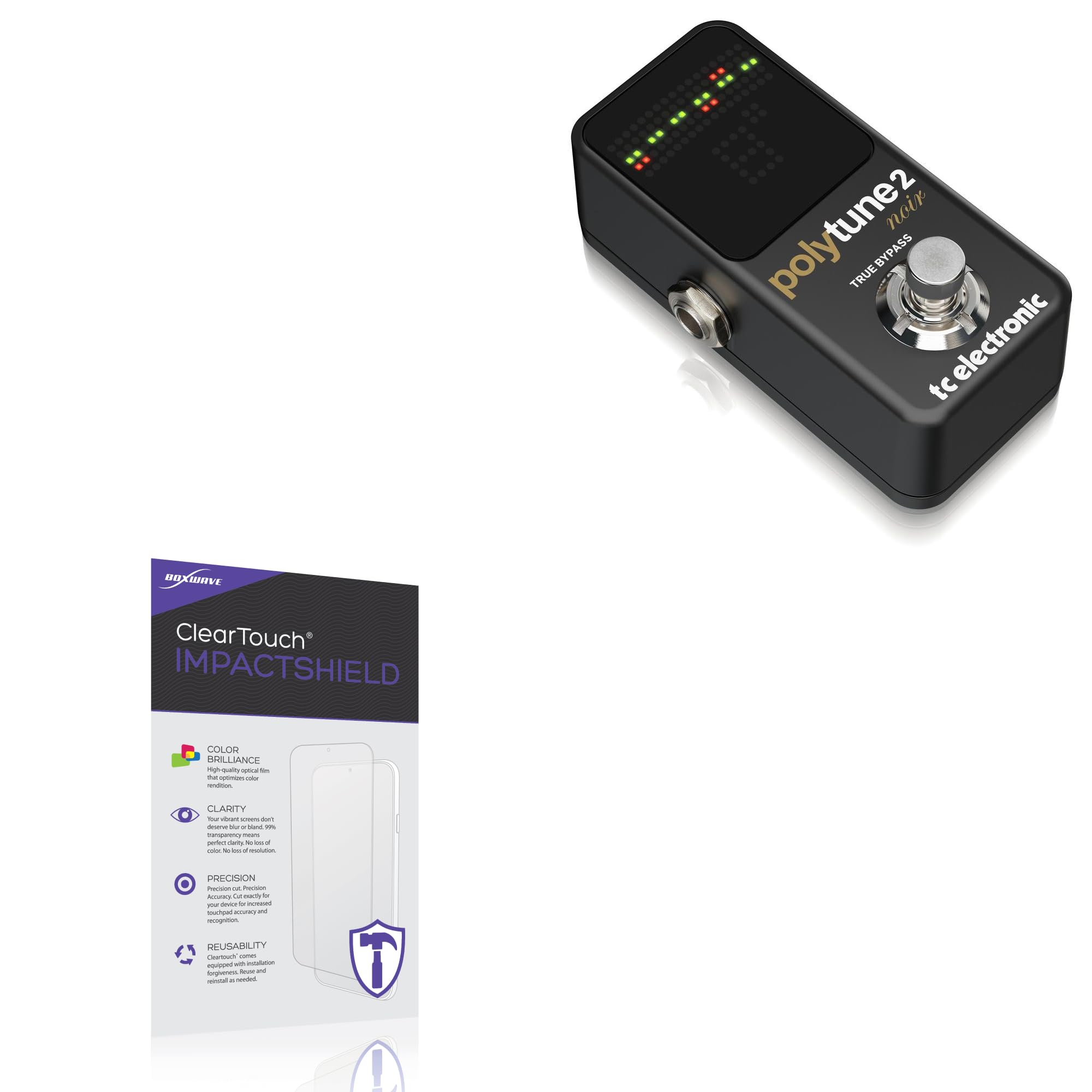 BoxWave Screen Protector Compatible with TC Electronic Polytune 2 Noir - ClearTouch ImpactShield (2-Pack), Impenetrable Screen Protector Flexible Film