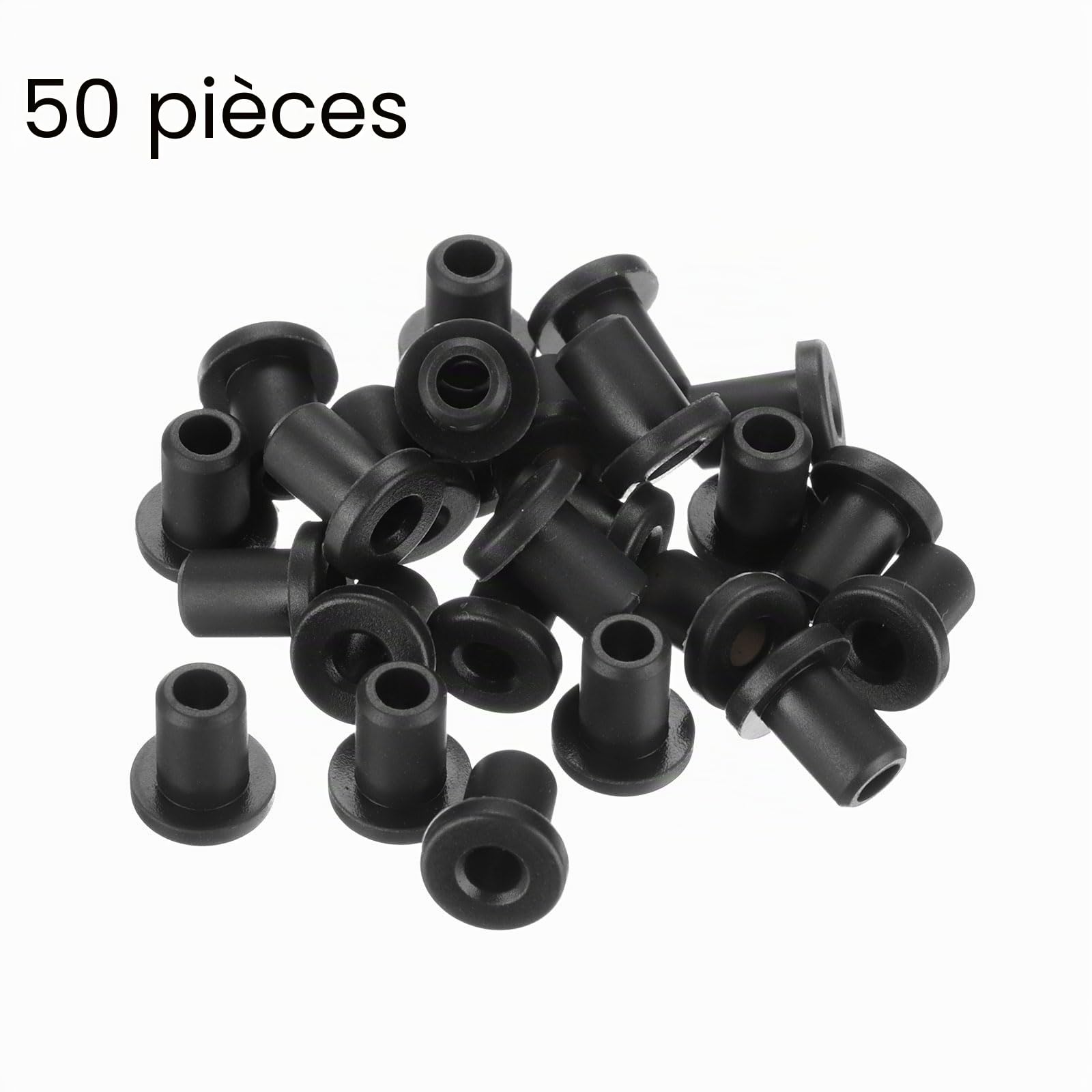QUARKZMAN 50Pcs Passe Fils en Caoutchouc en Forme de T Diamètre de Montage 5mm, ID 3mm, Hauteur 8.5mm Noir Protection d'Étanchéité Passe-Câbles Flexibles pour Tuyau de Câble