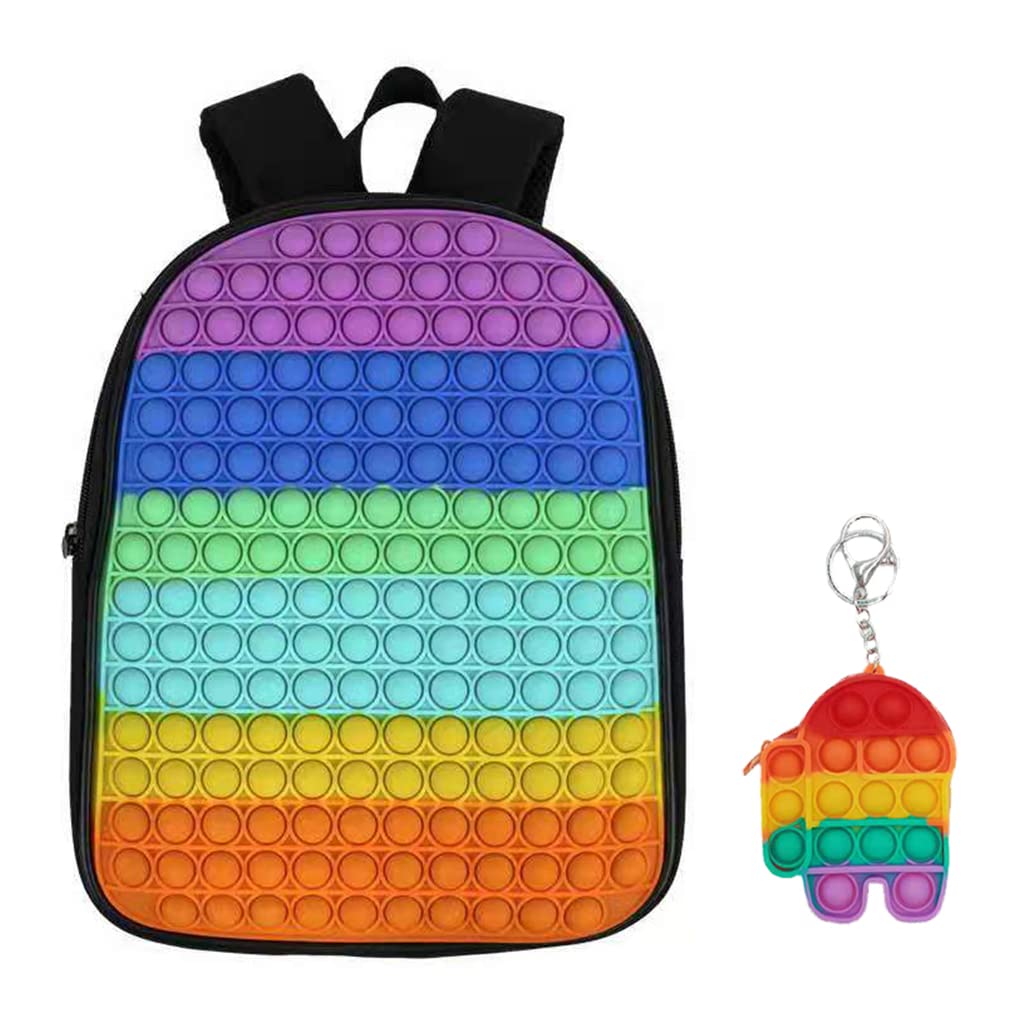 Pop it Backpack for Boys & Girls with Pop it Purse, Fidget Toys School Bag for Kids, Great Gift, 9.5(L) x 4.5(W) x 12(H) inches