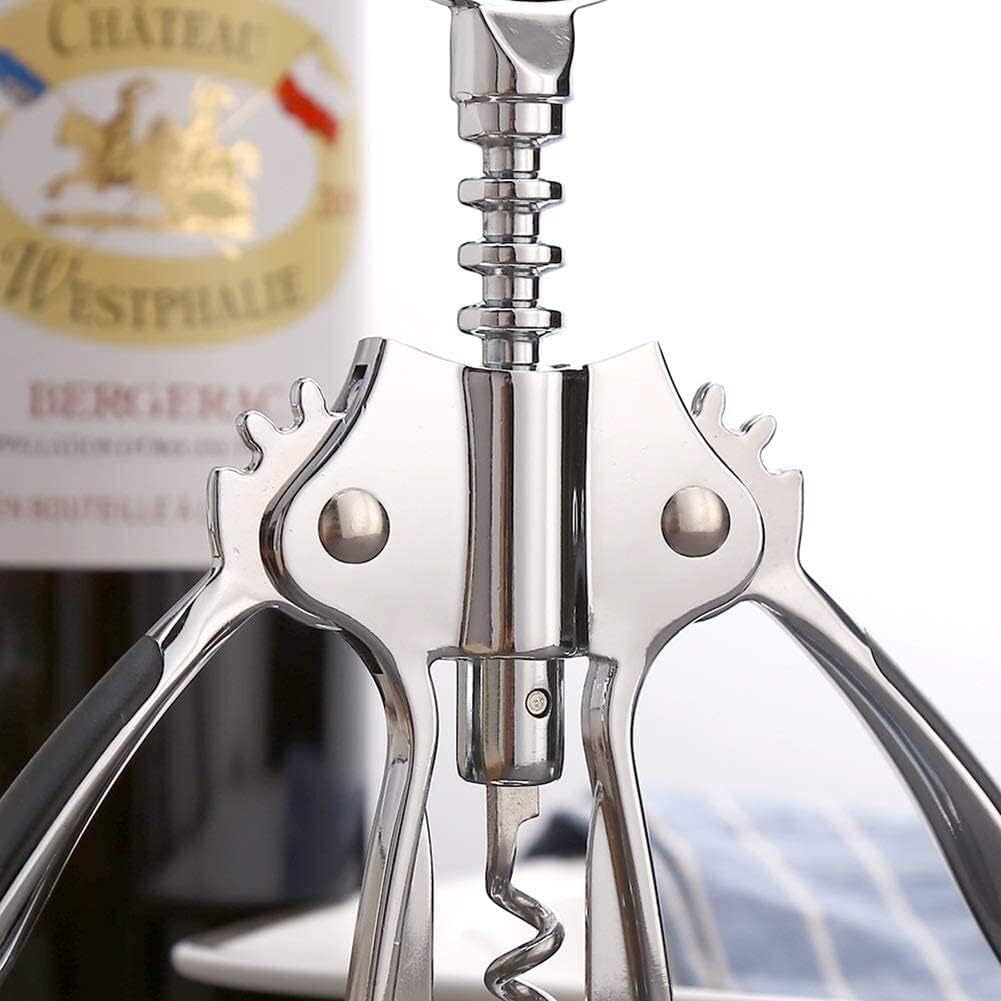 Multifunctional Corkscrew,Handheld Corkscrew,Red Wine Corkscrew Beer Bottle Opener Wing with Black Silicone