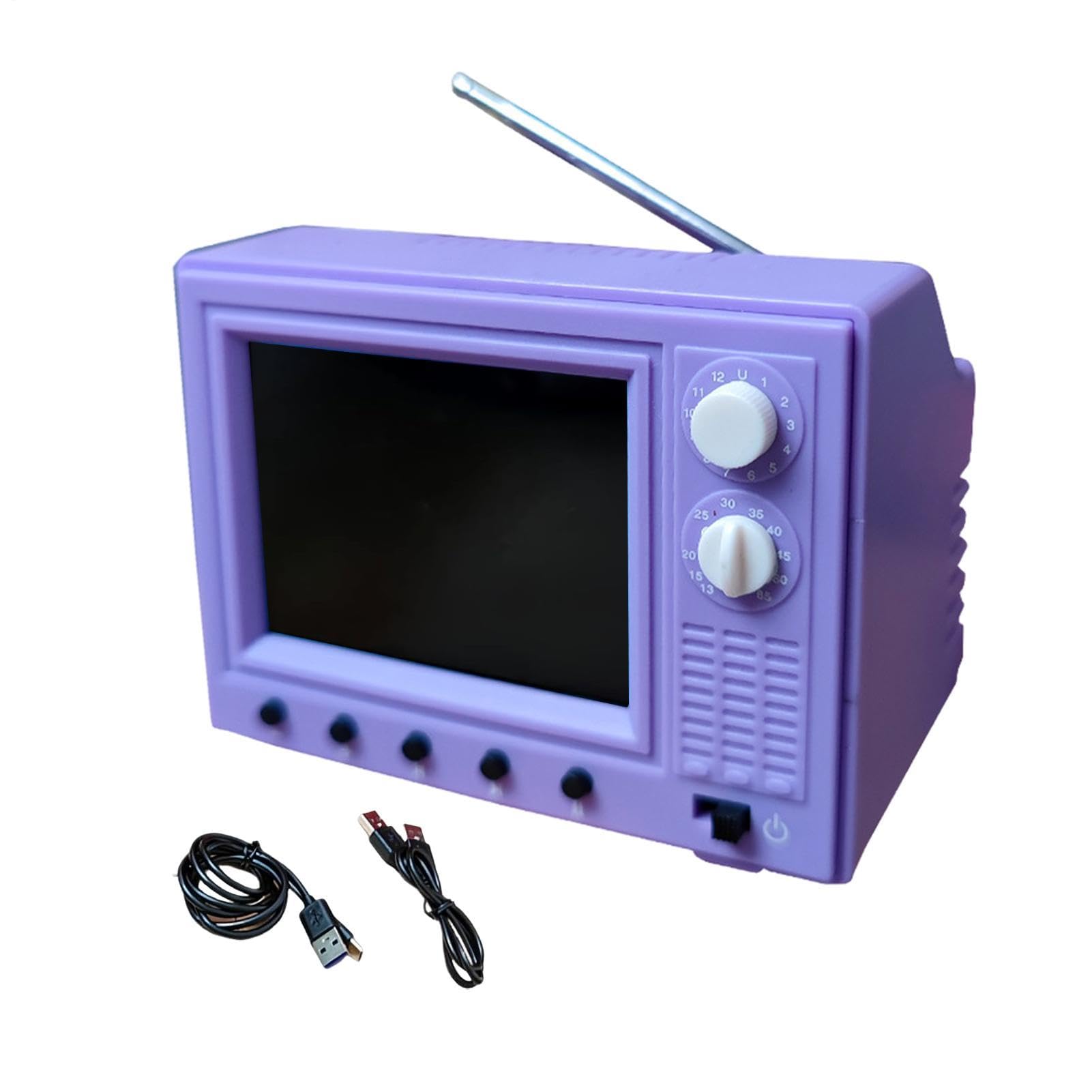 Telewizor | Retro z małym ekranem 720p i 8 GB Pamięci | z uchwytem na słuchawki z kieszonkowym telewizorem, do domu, kuchni, biura, sypialni, szafy, biurka, regału, domu Lalki