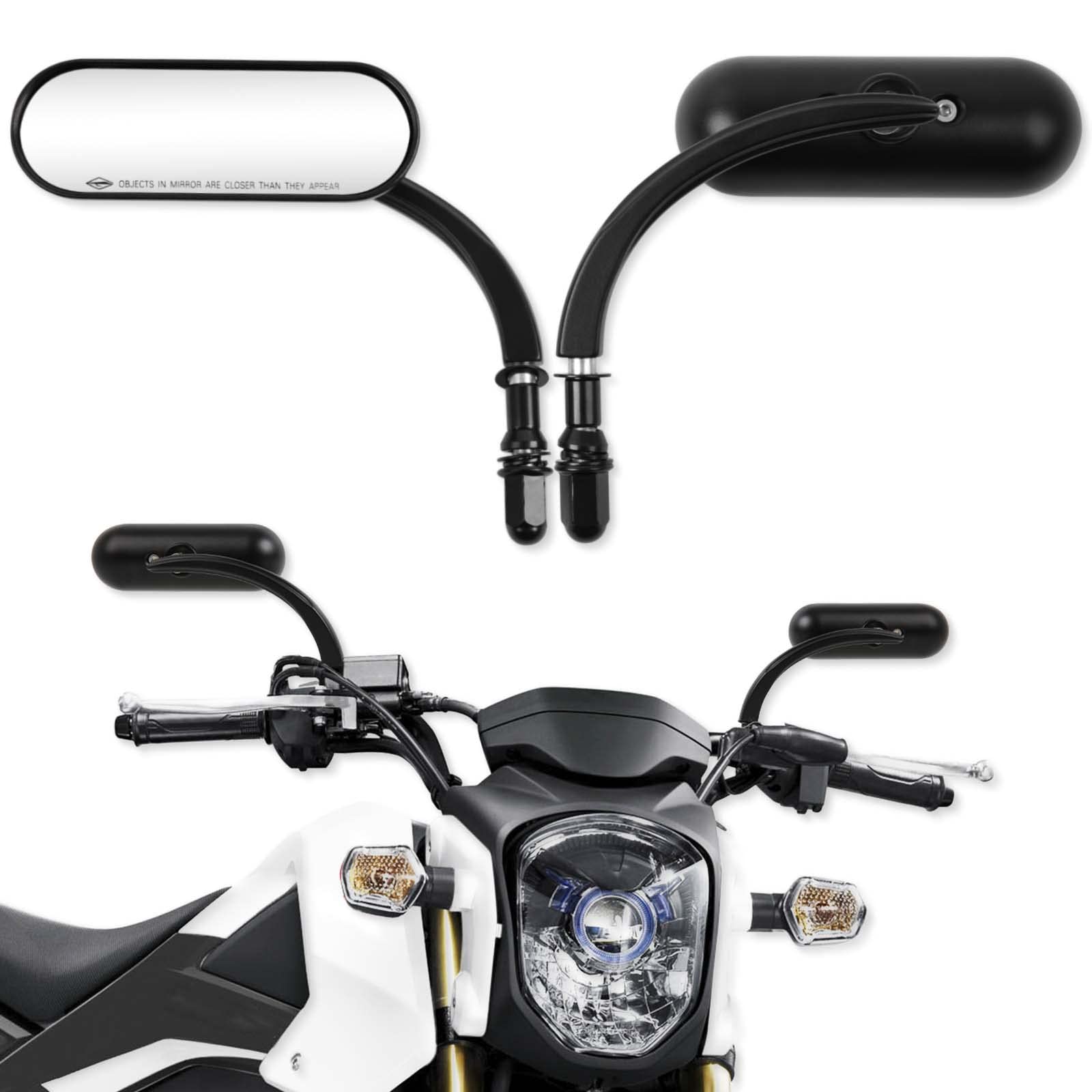 DREAMIZER Motorcycle Mirrors for Handlebars - Universal 8MM 10MM Side Mirror for Street Bike Bobber Cafe Racer Touring Cruiser (Oval-Black)
