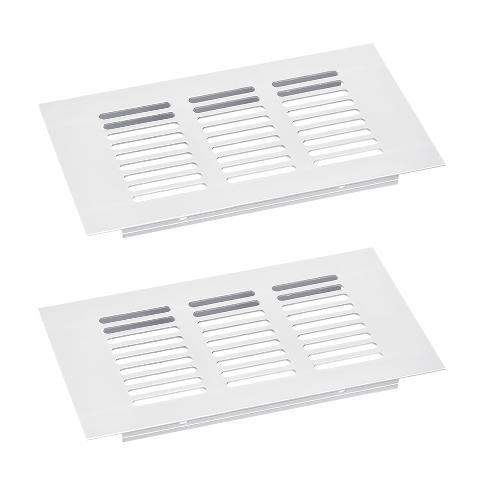QUARKZMAN Osłony wentylacyjne, 2 sztuki 150 x 80 mm - Osłona z aluminium z siatką kratkową, prostokątne osłony wentylacyjne do szafki na buty i szafy (srebrne)