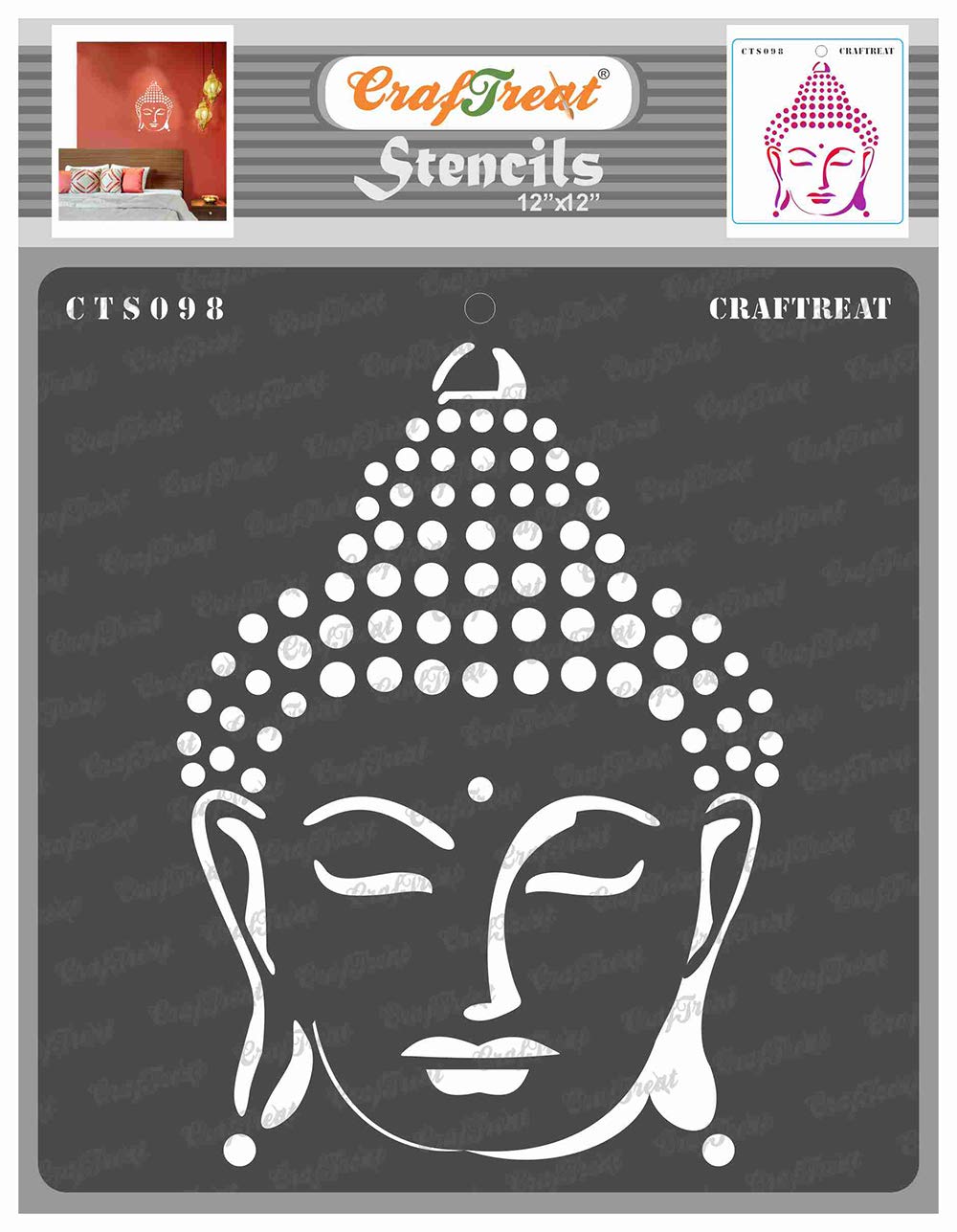 CrafTreat Buddha Stencils for Wall Painting for Living Room Buddha Stencil Size12X12 Inches