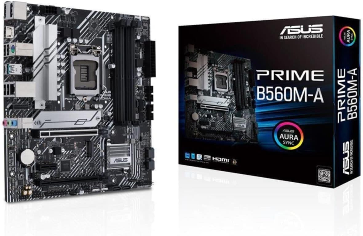 Asus Prime B560M-A Lga 1200 (Intel 11Th/10Th Gen) Micro Atx Motherboard (Pcie 4.0,2X M.2 Slots, 8 Power Stages, 1 Gb Lan, Dp, Dual Hdmi,Usb 3.2 Gen 2 Type-C,V-M.2-Key E Slot For Wi-Fi,Aura Sync Rgb)