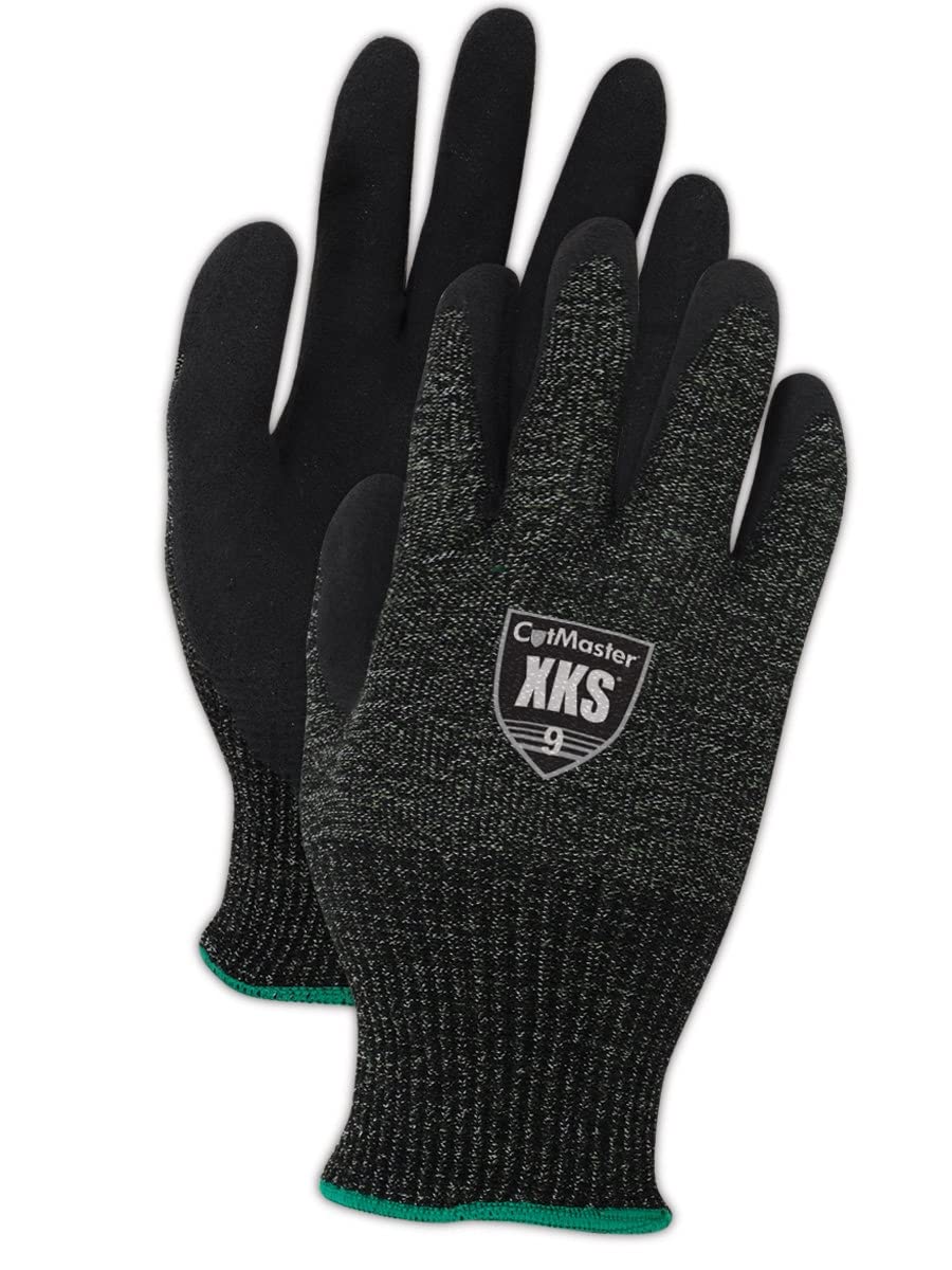 MAGID XKS5006 CutMaster XKS Gloves with NitriX Grip Technology Palm, Cut Level 4, 6", Black (One Dozen)