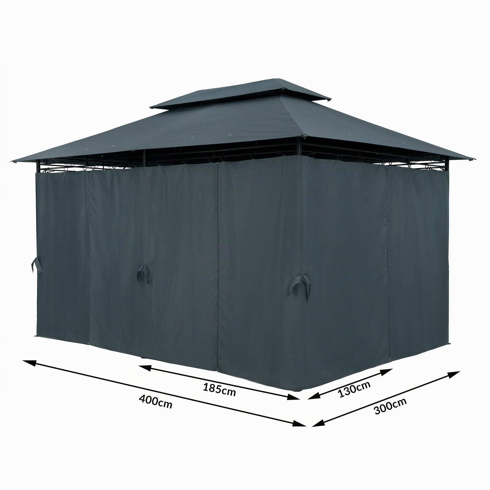 CASARIA® Pavillon de Jardin 3x4m Topas métal Hydrofuge Protection UV 50+ parois latérales Robuste tonnelle de Jardin extérieur pergola Tente Anthracite