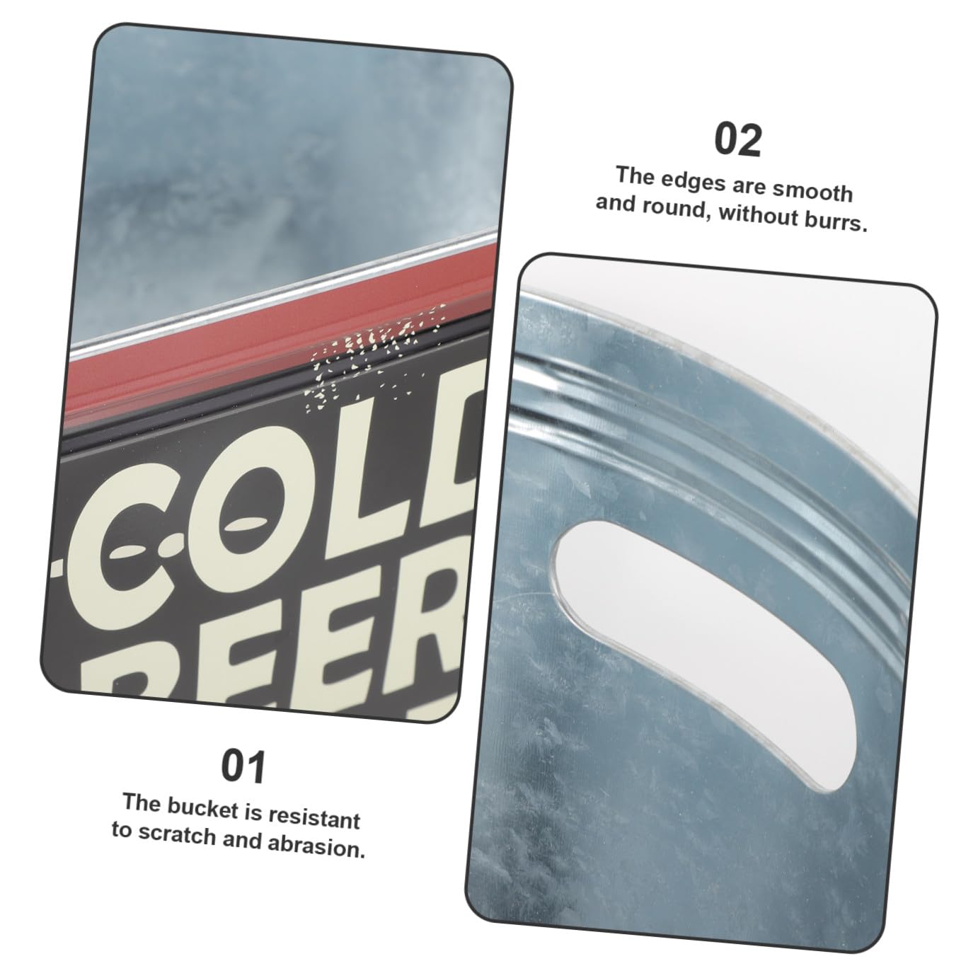 Cubo de Hielo de Metal con Asa, Cubo de Hielo Ovalado sin Rebabas, Compacto y Resistente para Enfriar Bebidas en Camping y Barbacoas