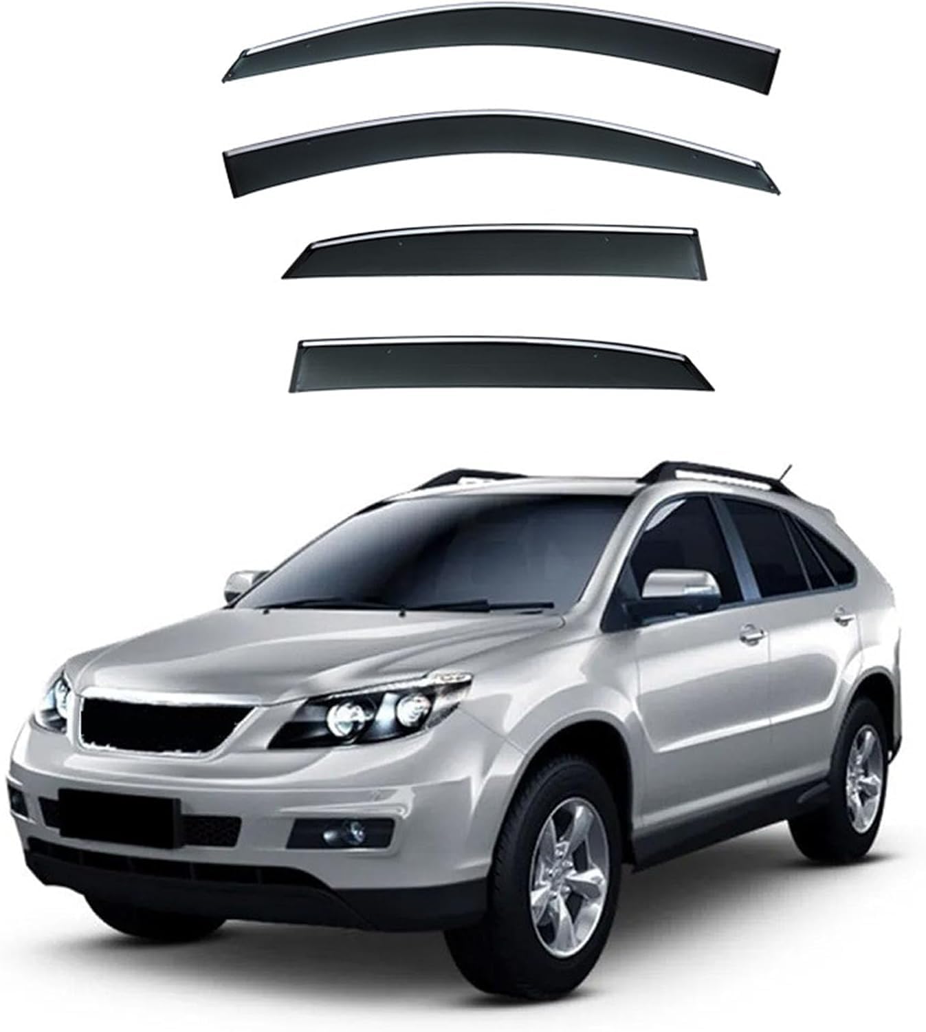 FengXH Window Deflectors for BYD S6 MK1 2011-2016 - 4pc Smoke Tint, Waterproof, Noise Reducing.