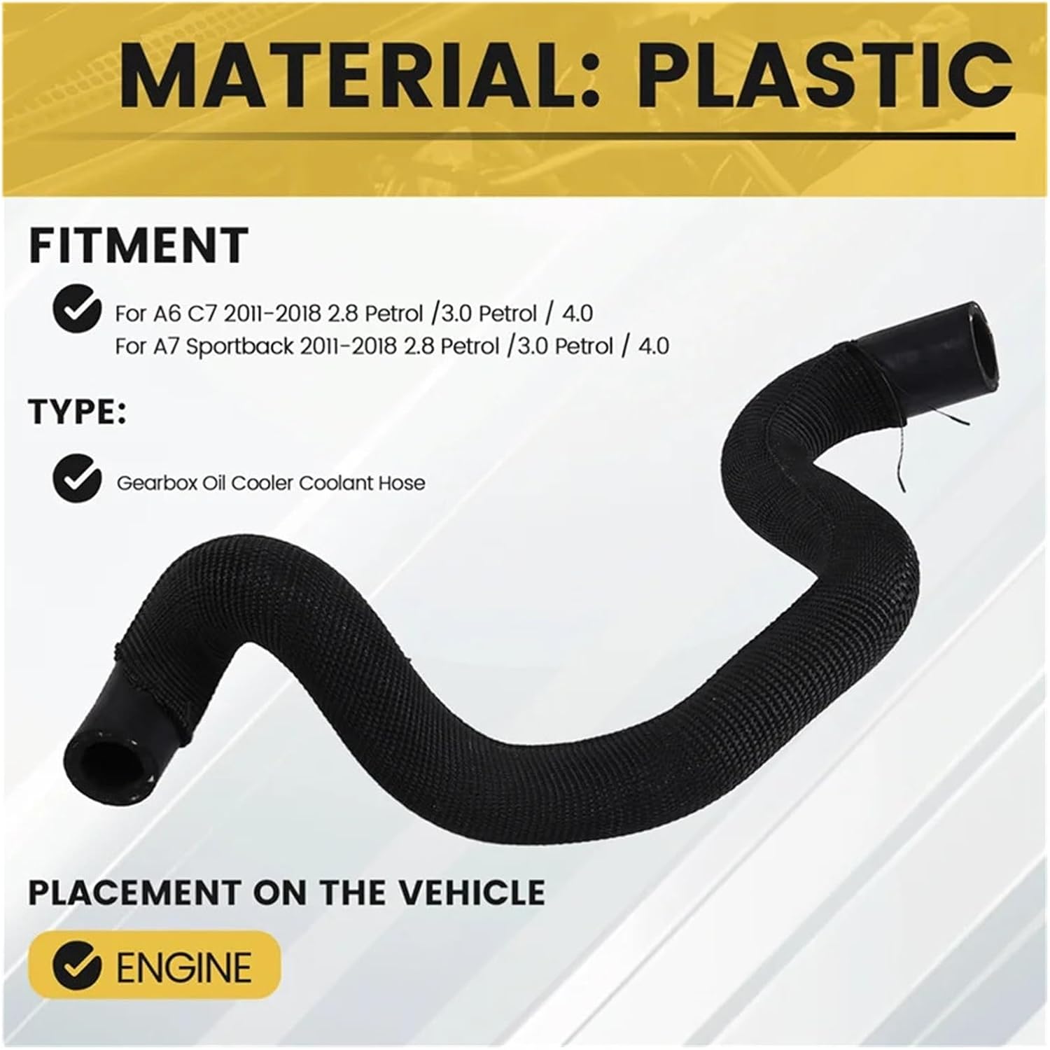 Coolant Hose Pipe Gearbox Oil Cooler Left Lower 4G0121448AH Compatible with A6 C7 A7 2.8 3.0 4.0 Petrol,Coolant Hose Pipe Gearbox O