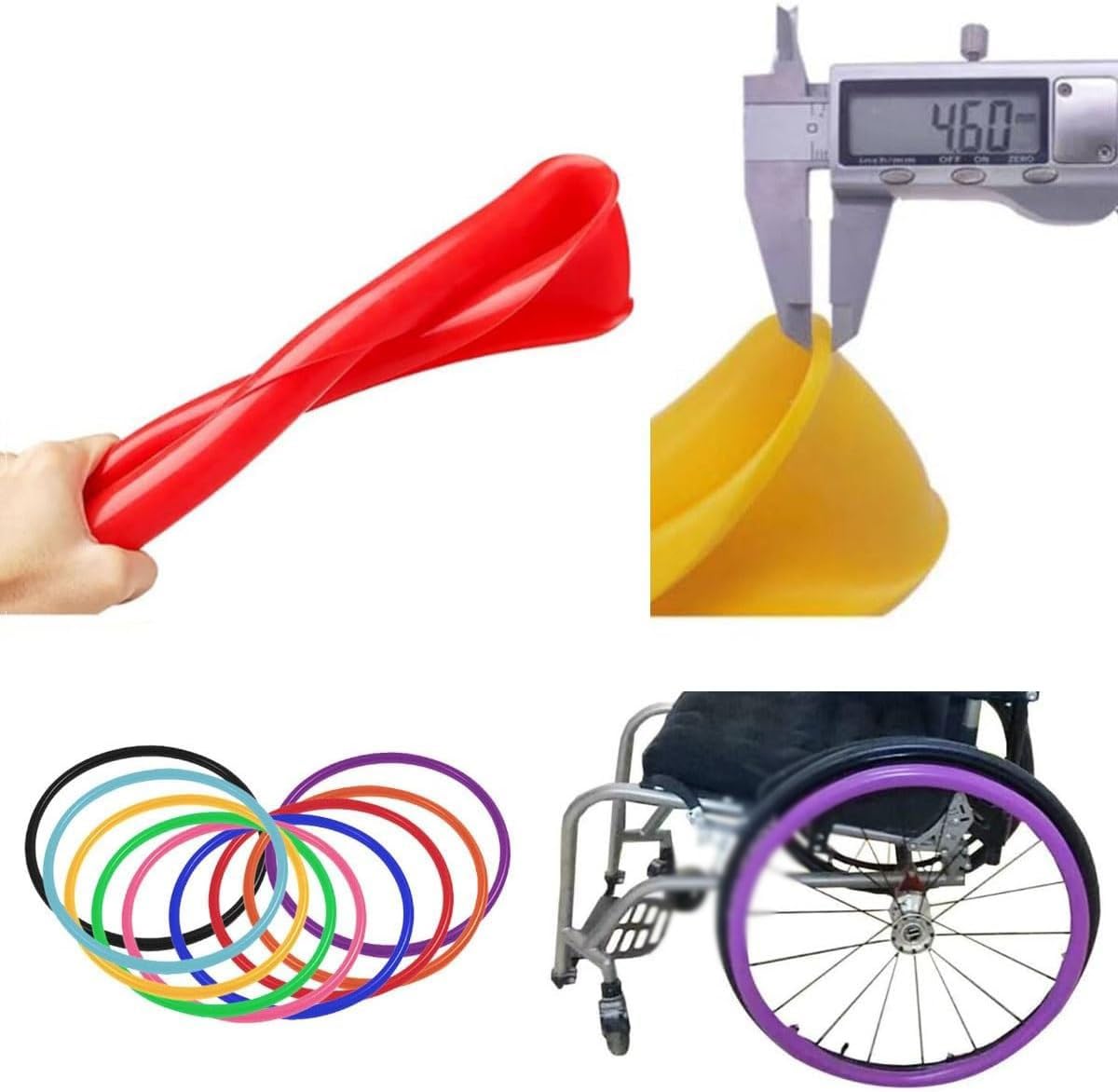 Copertura protettiva in silicone per sedia a rotelle, 55,9 cm, 61 cm, accessori per sedie a rotelle posteriori, protezione per sedia a rotelle, con copertura per ruota posteriore, confezione da 8