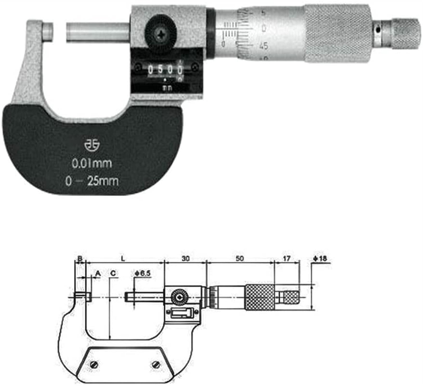 wytrzymały Mikrometr cyfrowy 0-1 "/ 0-25mm Elektroniczny miernik wyświetlacza 0.00004" / 0,001mm pomiaru grubości Cal/metryczne narzędzie do zacisku średnicy Dokładny