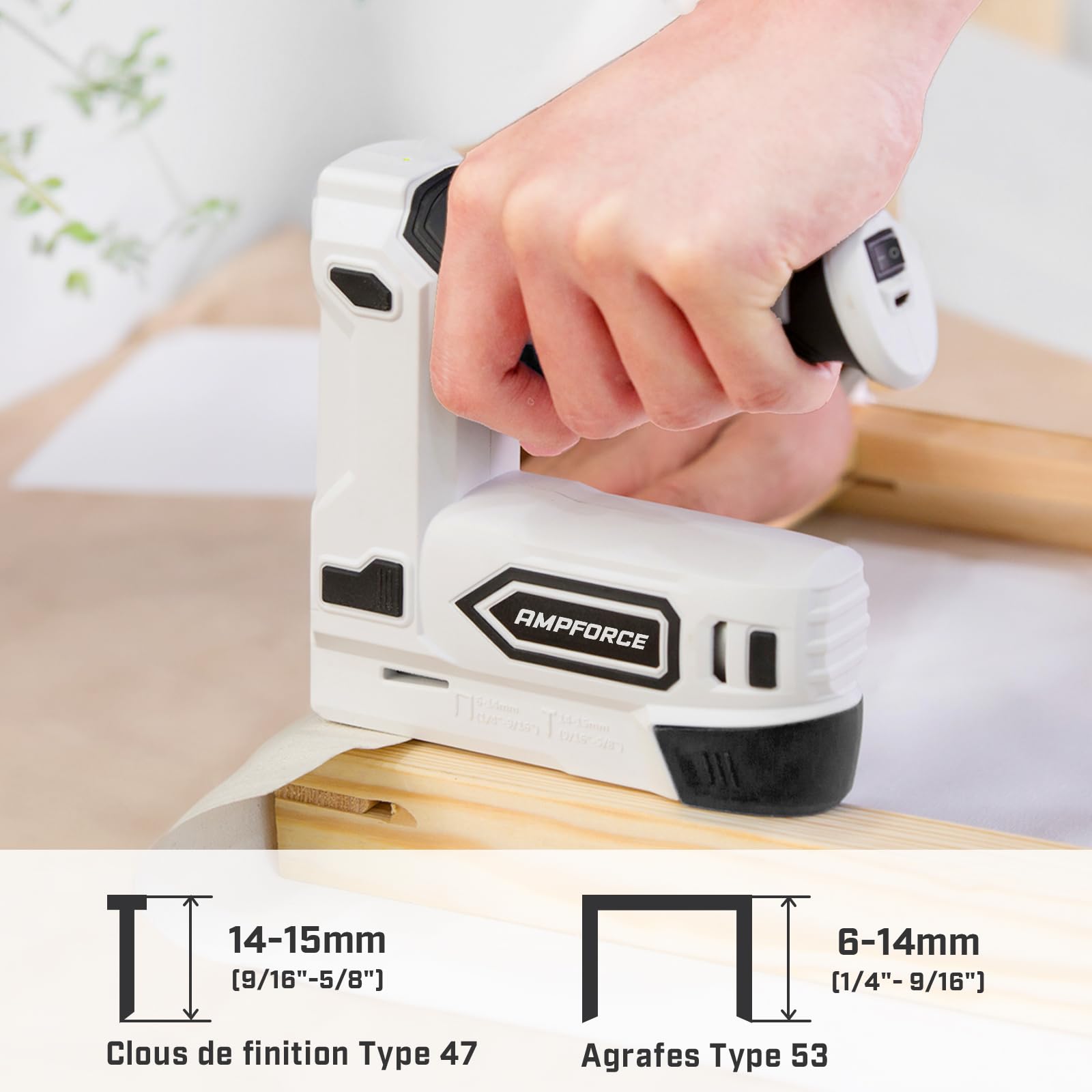 Agrafeuse électrique 2-en-1 sans fil 4V lithium-ion avec charge USB-C – inclut agrafes et clous pour tapisserie, réparation de meubles, moquette et bricolage maison