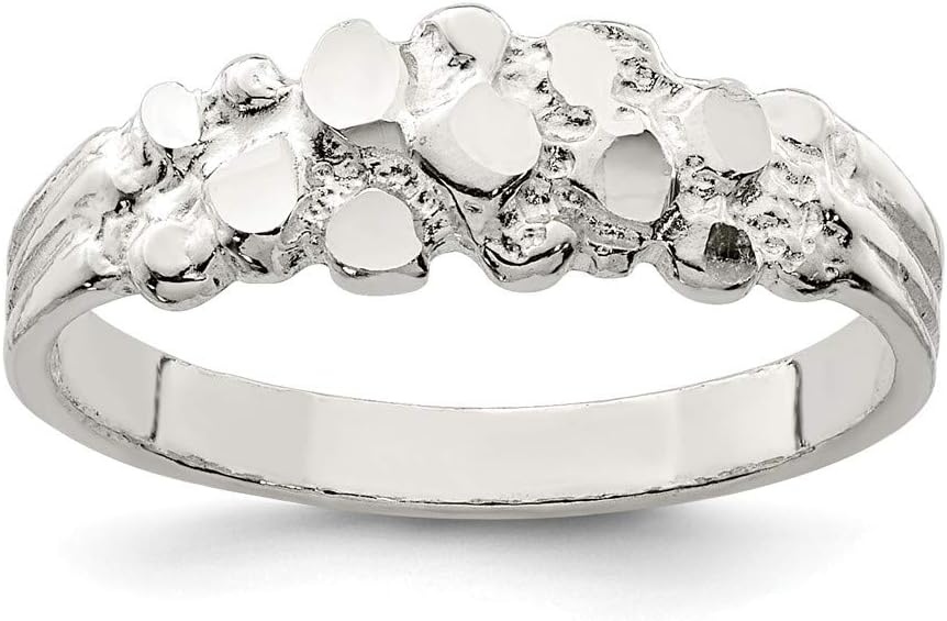 Solid 925 Sterling Silver Nugget Ring Band