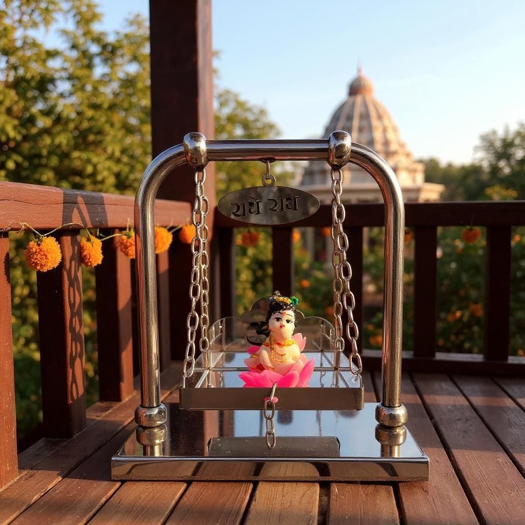 Jhula Pour Krishna Balgopal - Balançoire En Métal Doré Pour Laddu Gopal, Janmashtami