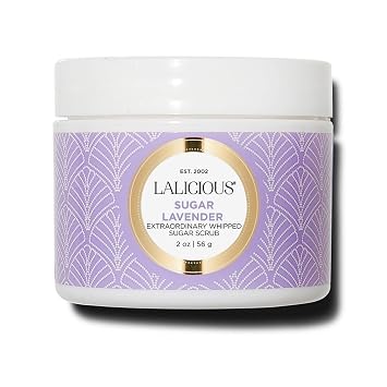 LALICIOUS Sugar Lavendar Sugar Scrub for Body, Exfoliating Body Scrubs for Women, Moisturizing Body Exfoliator with Coconut Oil & Honey for Radiant Skin, Zero Greasy, No Parabens | TRAVEL SIZE 2oz