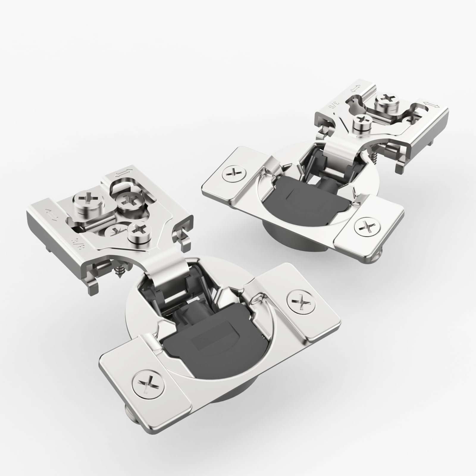 Asidrama 10 Pack 5 Pairs 3/8 inch Overlay Soft Close Cabinet Hinges Satin Nickel Hidden Hinges,105 Degree 6-Ways 3-Cam Adjustment Concealed Stainless Steel Hinges for Kitchen Cabinet Door