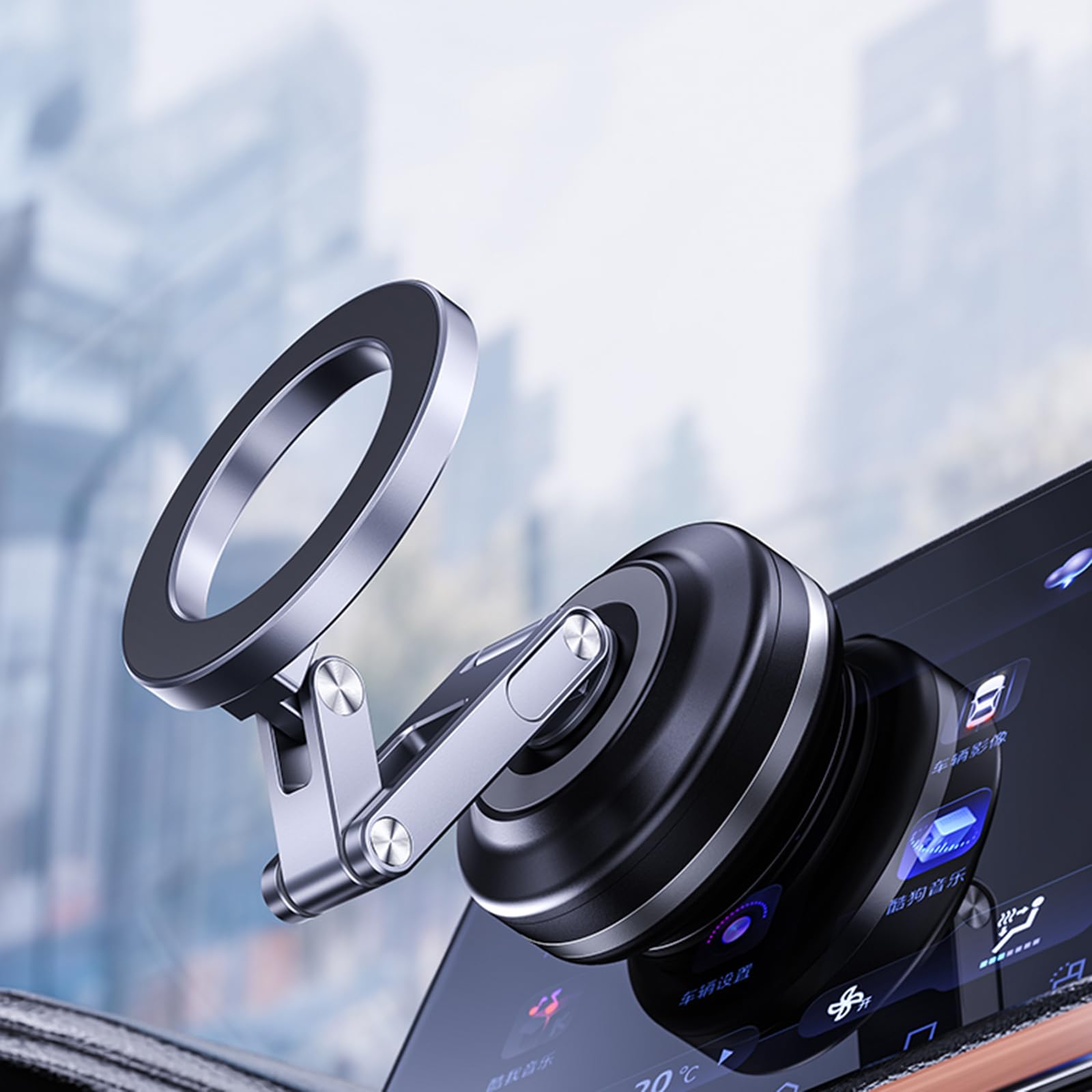 Staffa Supporto Magnetica per Montaggio Smartphone Parabrezza con Aspirazione A Vuoto Ruotabile A 360 Gradi Videochiamate Navigazione Supporto Telefono Auto