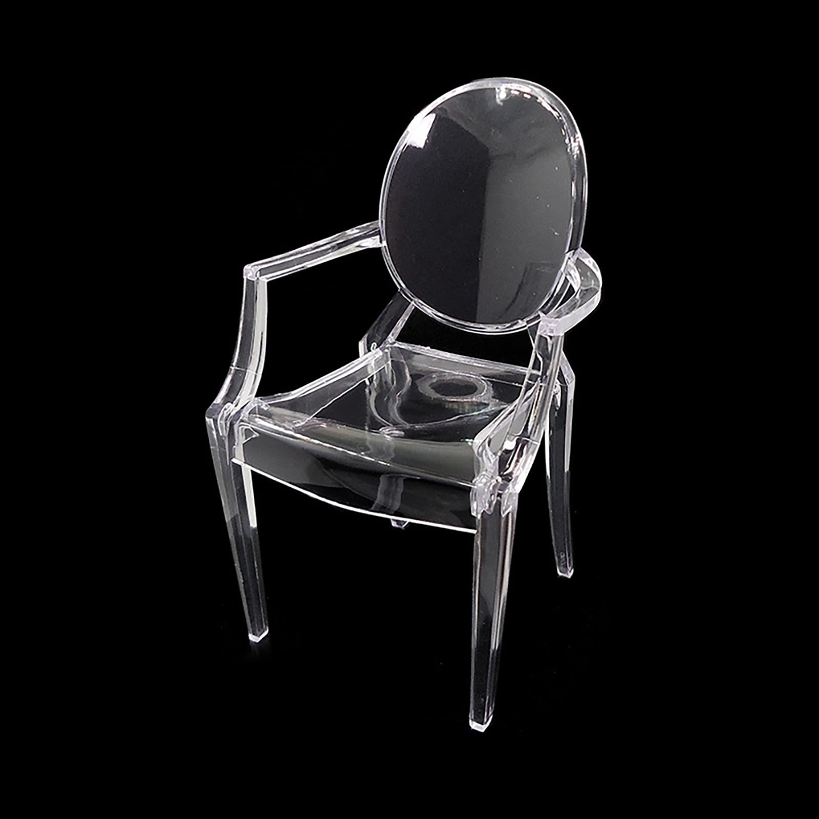 Gxsterd 2PC 1/6 Ghost Chair Dollhouse Miniature Armchair Clear Acrylic Doll Mini Modern Furniture
