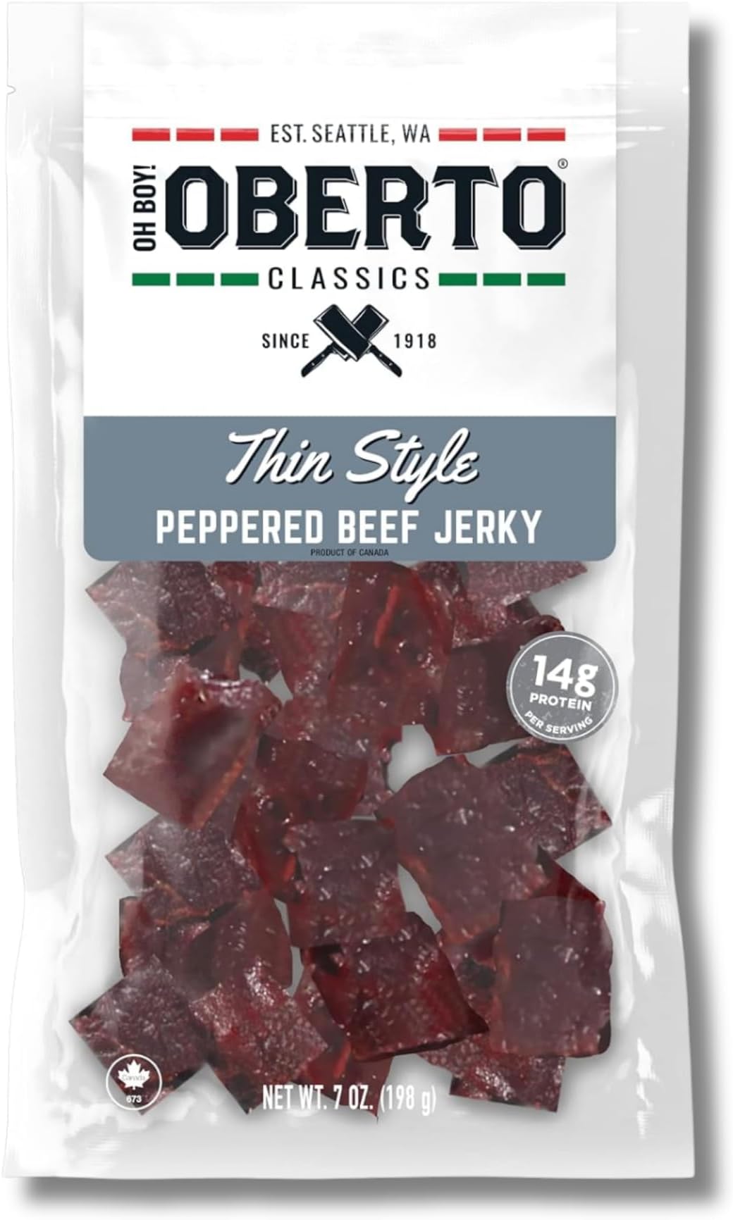Oh Boy! Classics Thin Style Peppered Beef Jerky, 7 Ounce