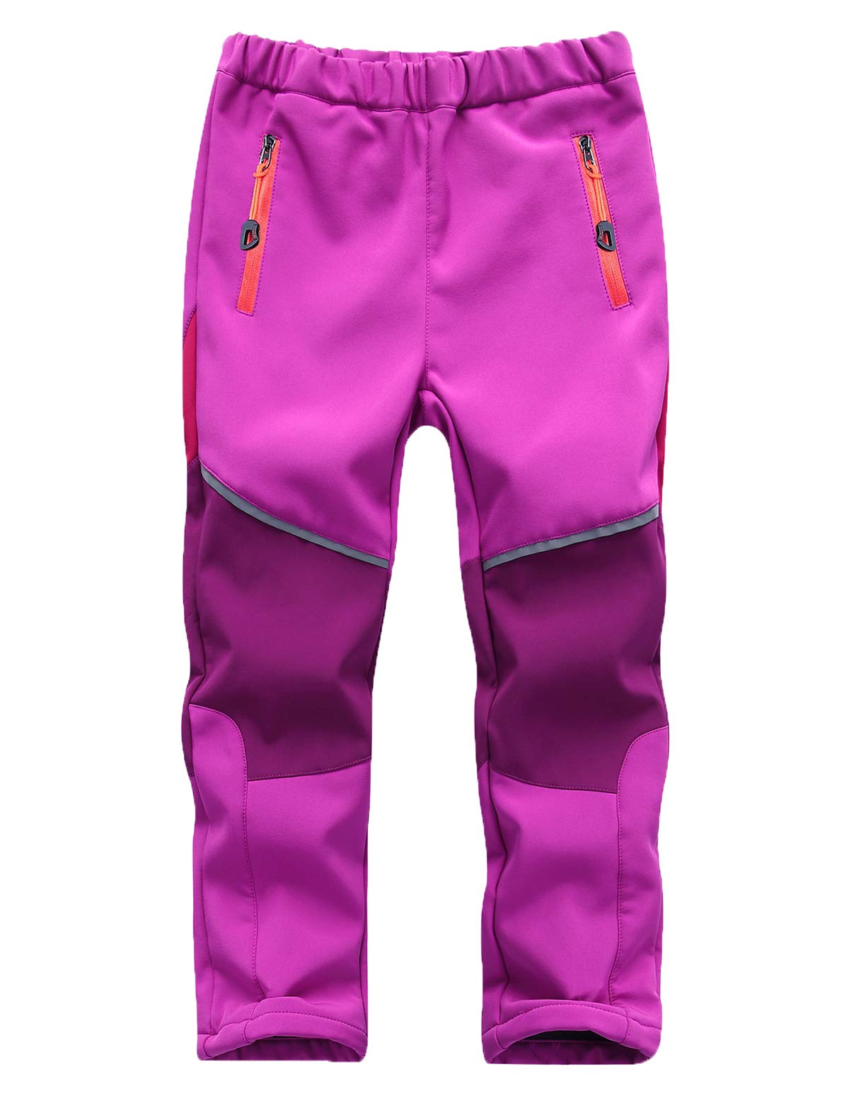 Echinodon Kinder Softshellhose mit Reflektor Gefüttert Hose Wasserabweisend Winddicht Atmungsaktiv Jungen Mädchen Outdoor Wandern Freizeit Hose Herbst Winter