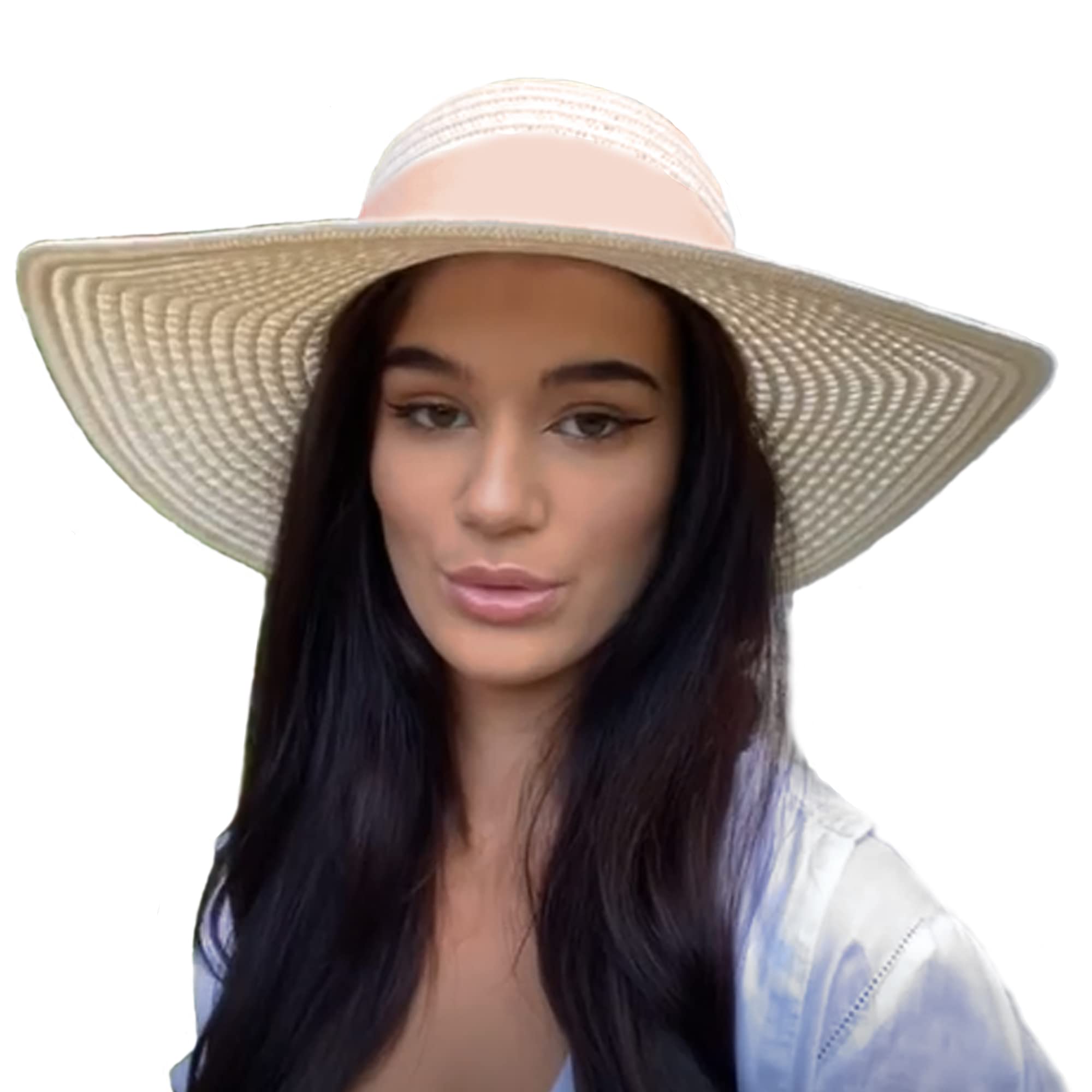 TOSKATOK®Ladies Wide Brimmed Floppy Straw HAT Cream