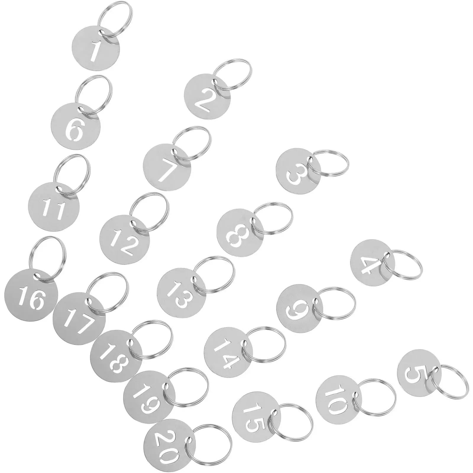 Stainless Steel Number Plate Keychains Label-keycaps Lanyard Covers Ring Round Numbered Tags Metal Locker per Classify(101-150)
