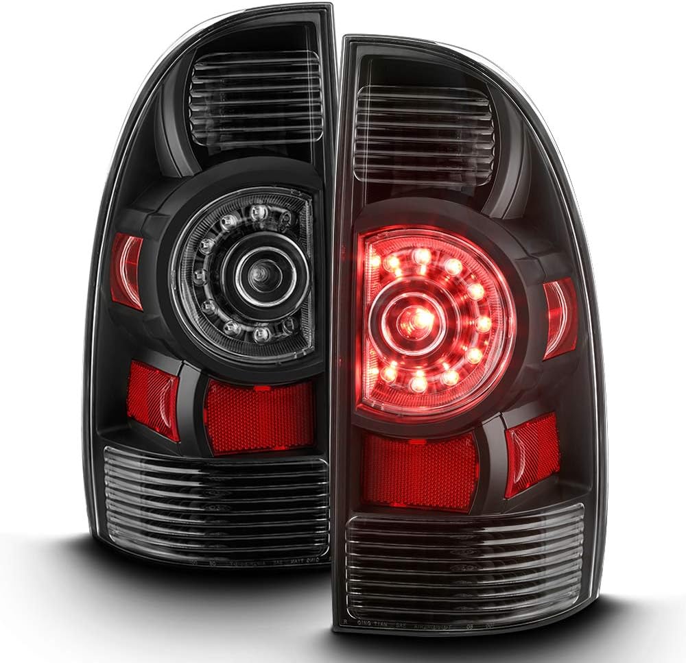 ACANII - For 2005-2015 Toyota Tacoma Pickup Black Housing LED Tail Lights Brake Lamps Assembly Driver & Passenger Side
