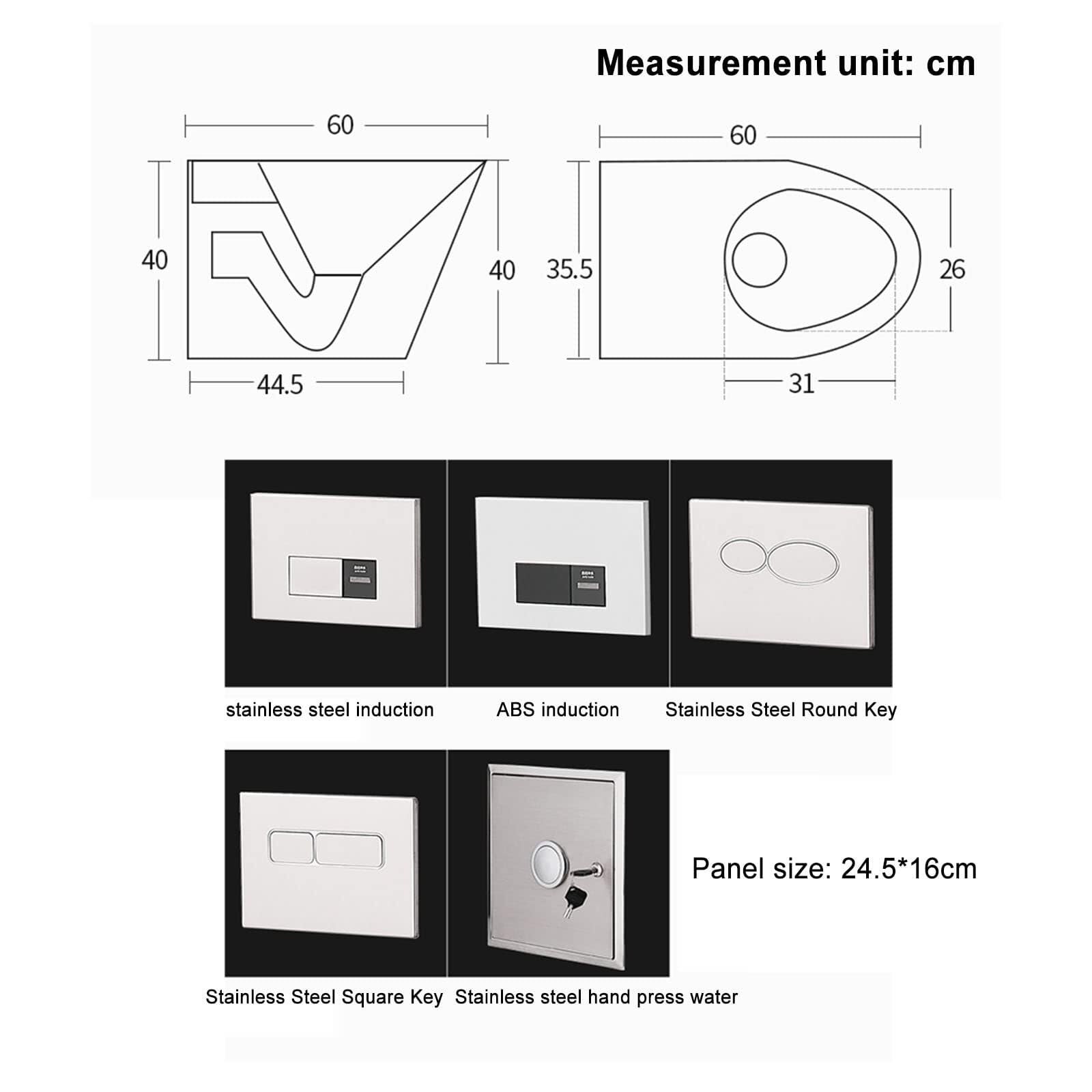 Hocheffiziente, Wassersparende Toilette Mit Intelligenter Sensorik, Badezimmertoilette Aus Edelstahl 304, Kommerzielle Toilette Mit Doppelspülung Und Siphon, Be,Abs Induction Valve