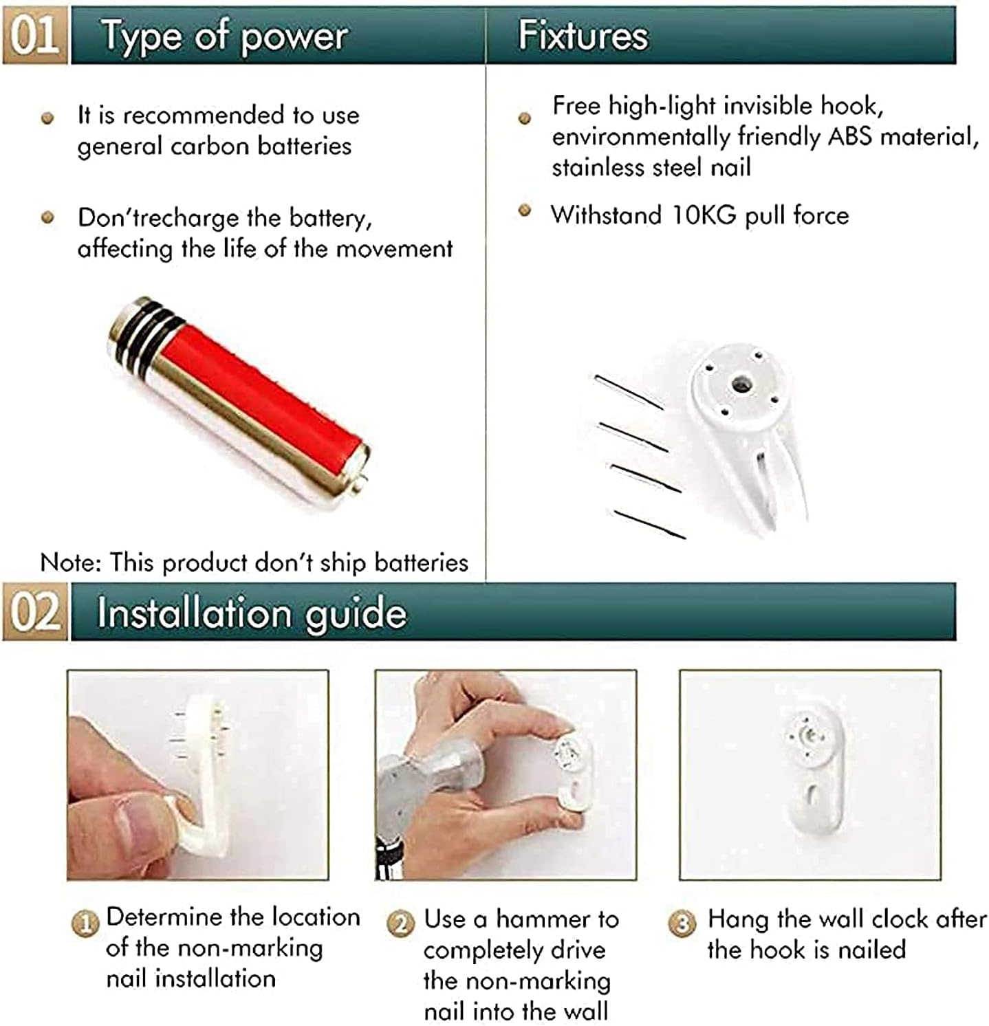 Large Outdoor Garden Wall Clock, Round Antique Sticker Garden Clock Open Face Metal Waterproof Outdoor Clock Indoor Outdoor Decoration Mute Quartz Wall Clock Outside Clock(23in,60c