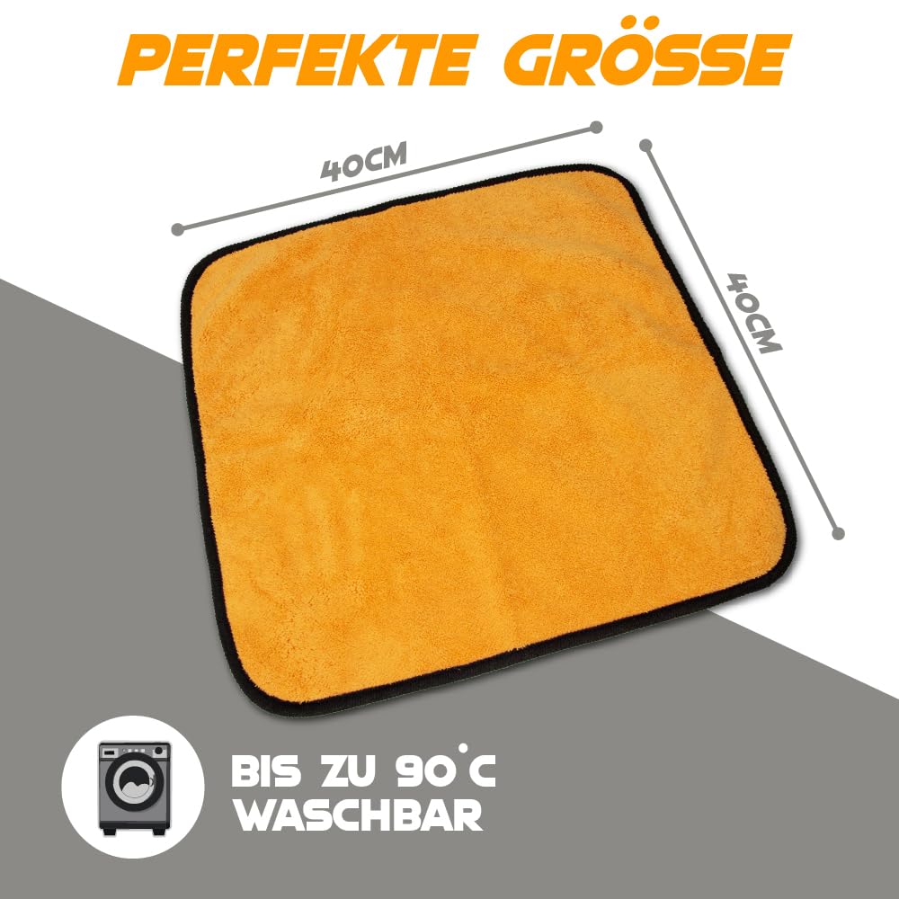 G.I.V. 12x Auto Trockentuch 500 GSM 40x40cm - Mikrofasertücher Saugstark & kratzfrei - Autopoliertuch, Autopflege, Trockentuch, Mikrofaser Reinigungstuch für Auto, Motorrad, Fenster, Glas, Haushalt