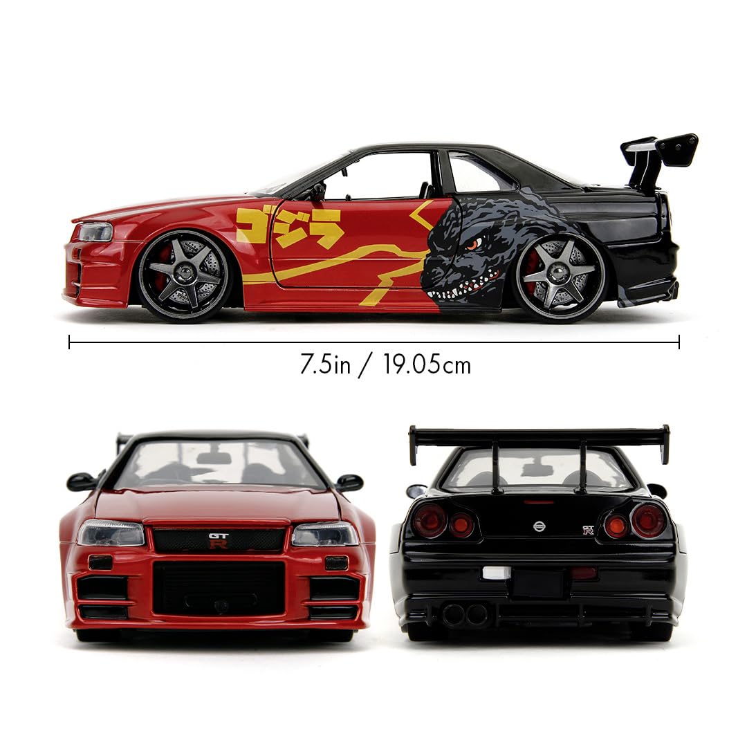 JADA ゴジラ 2002 Nissan Skyline GT-R (R34) JADA GODZILLA 2002 NISSAN SKYLINE GT-R R34 1:24 253253024